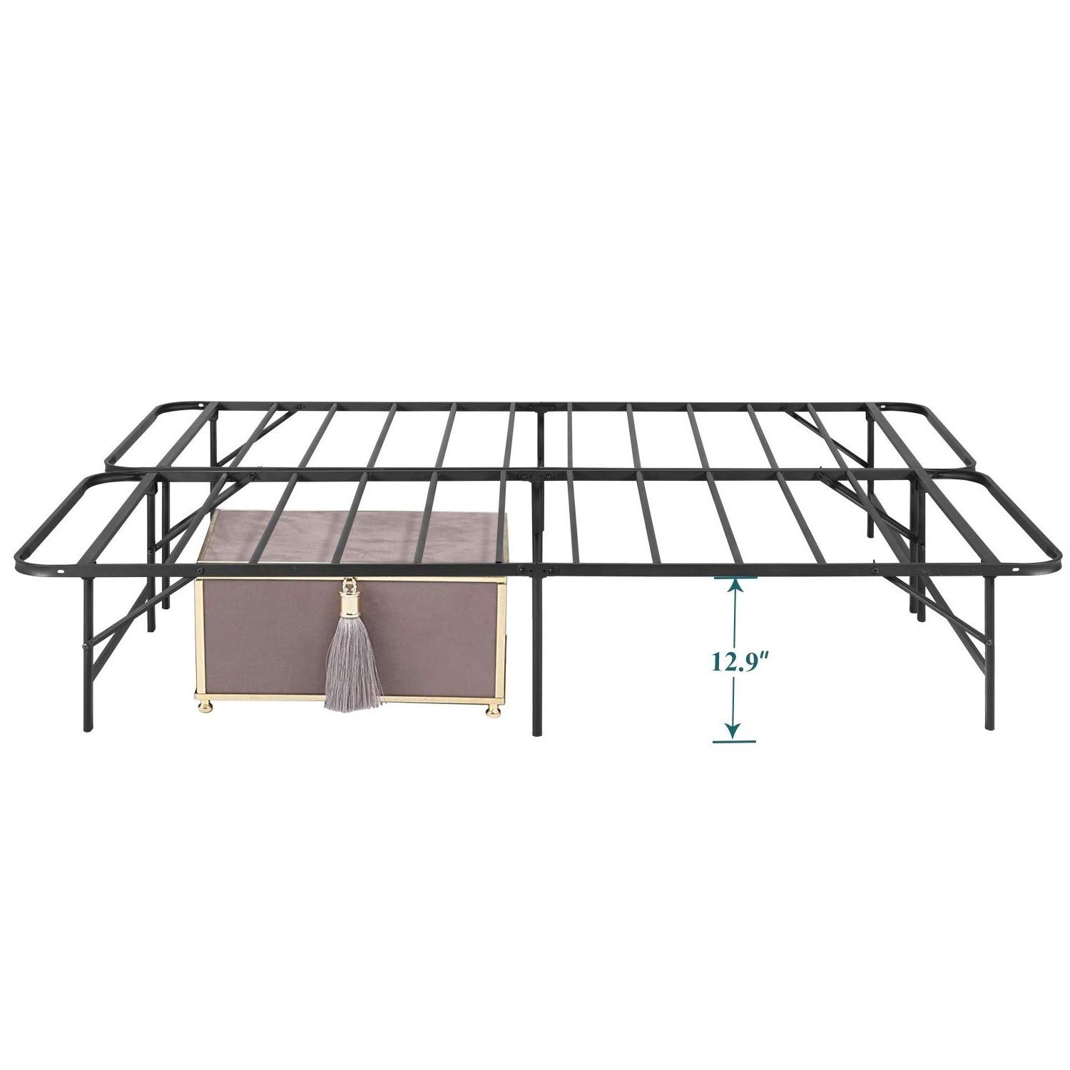 VECELO 14 Inch King Size Metal Bed Frame - Tool-Free Assembly, Noise-Free Design, Foldable Platform (Replaces Box Spring) - Perfect for Guest Rooms, Apartments & Dormitories