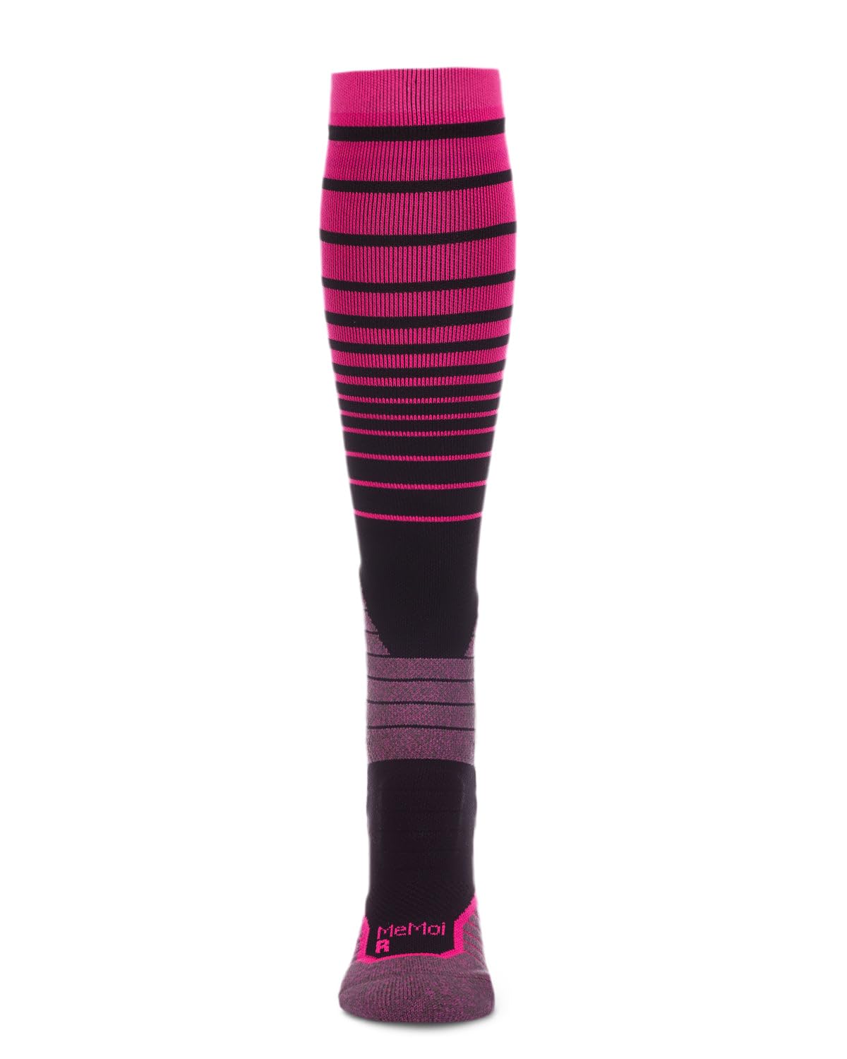MeMoi Women's Gradient Striped Knee High Compression Socks - Moderate Support for Running, Hiking & Travel - Moisture-Wicking Nylon Performance Socks for Athletes & Nurses