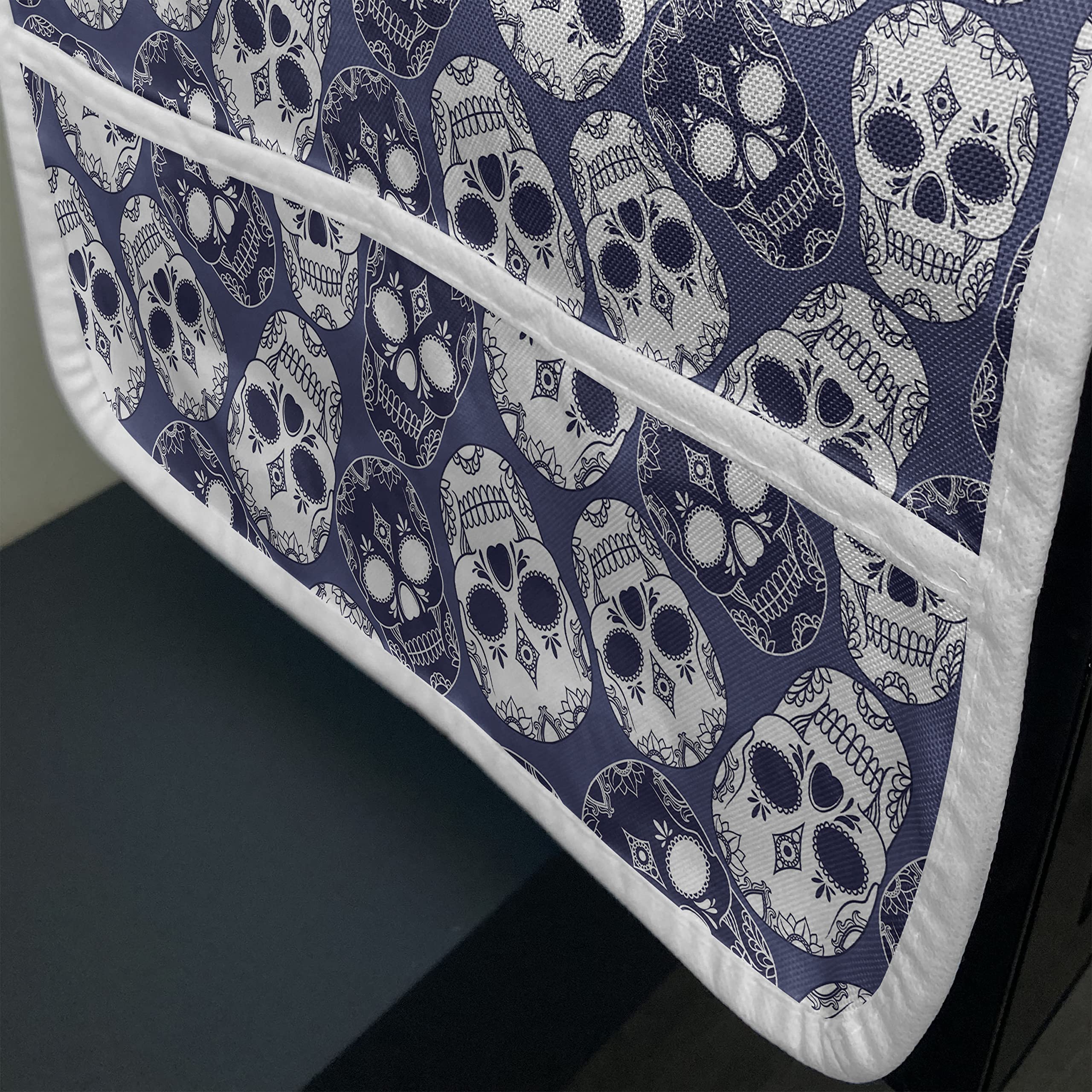 Ambesonne Mexican Microwave Cover - Sugar Skull & Latin American Cultural Design - Waterproof Kitchen Organizer with Pockets - 36