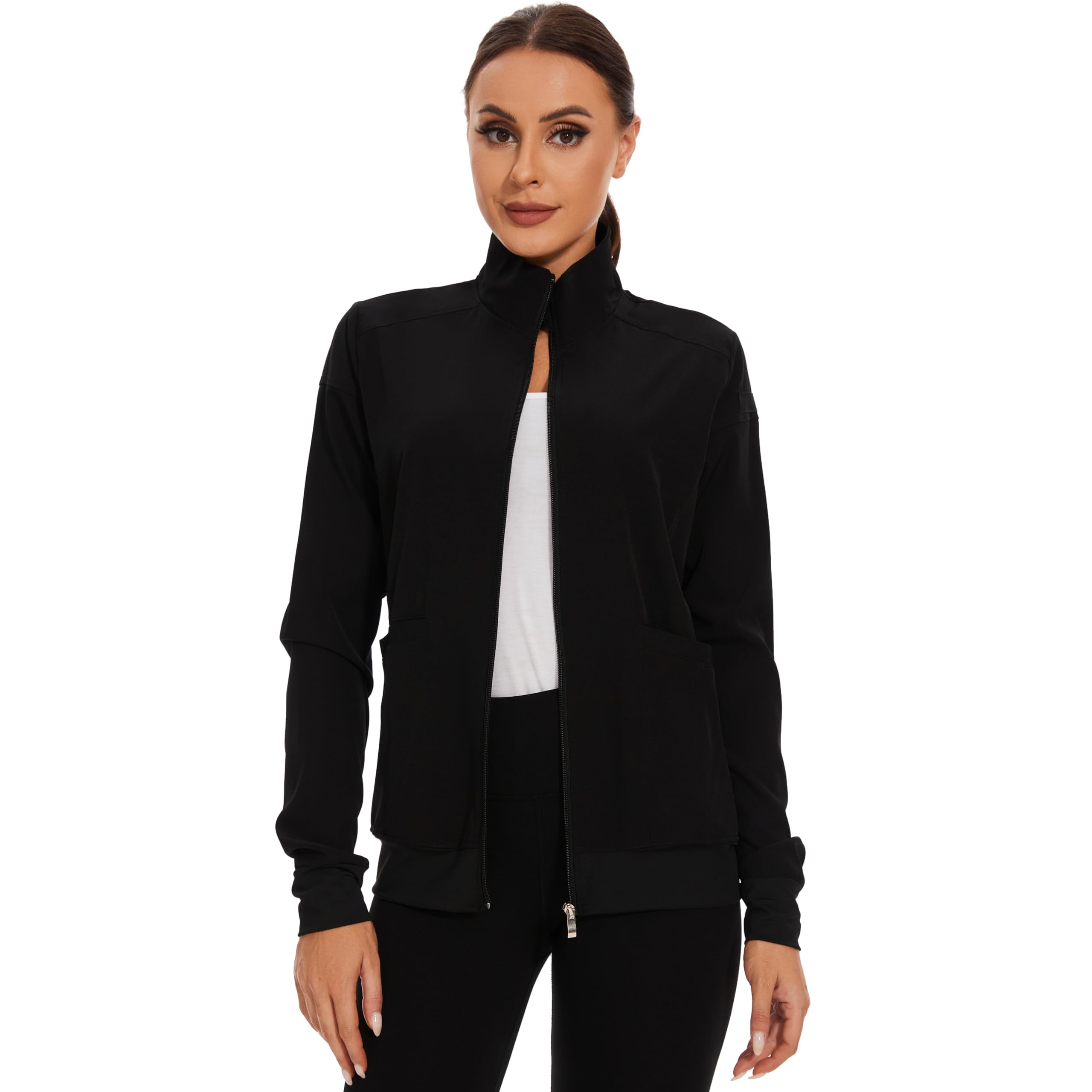 Women's Scrub Jacket - Zip Front Warm-Up Jacket for Nurses, Medical Professionals & Casual Wear