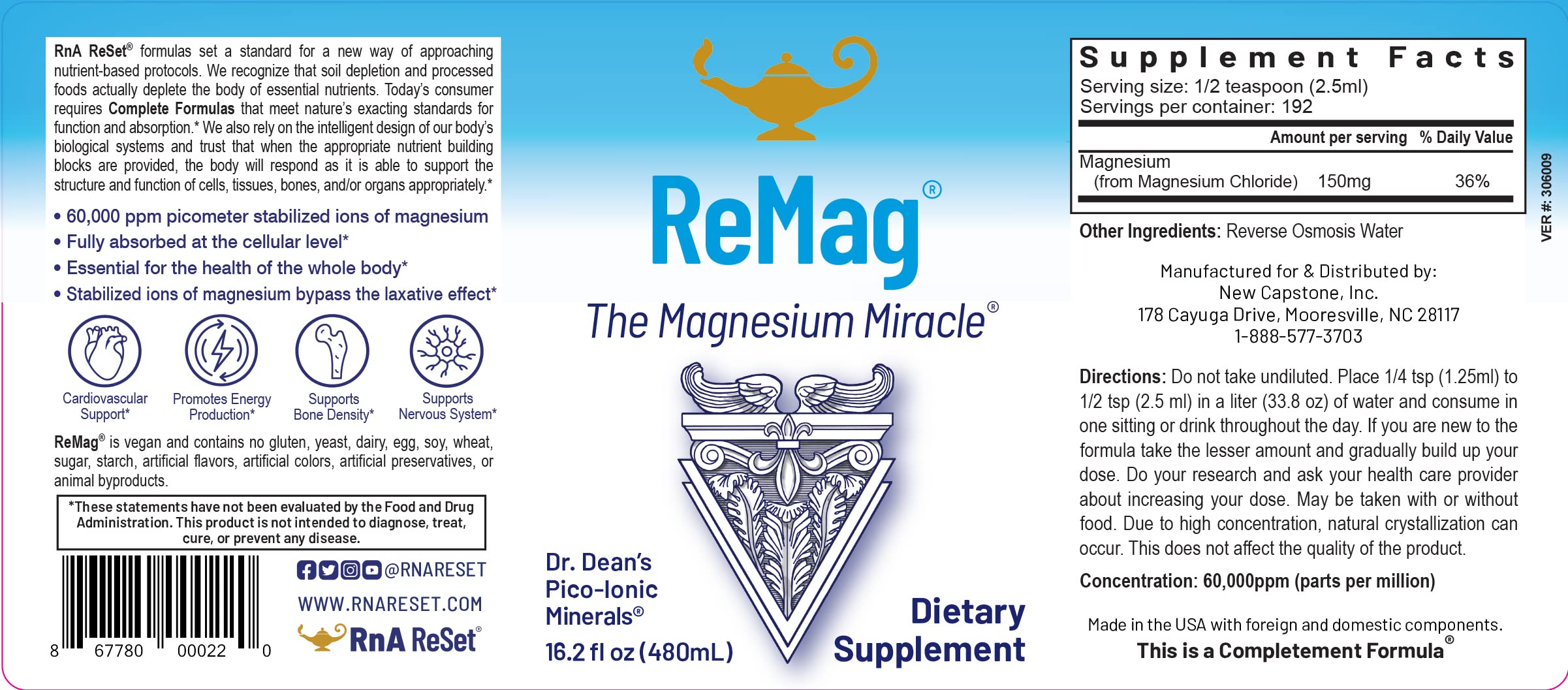 RnA ReSet - ReMag Liquid Magnesium Supplement 16oz + Vitamin C Reset Bundle with Mixed Berry Powder - Supports Muscle Recovery, Stress Relief & Immune Boost - Perfect for Athletes & Wellness Enthusiasts