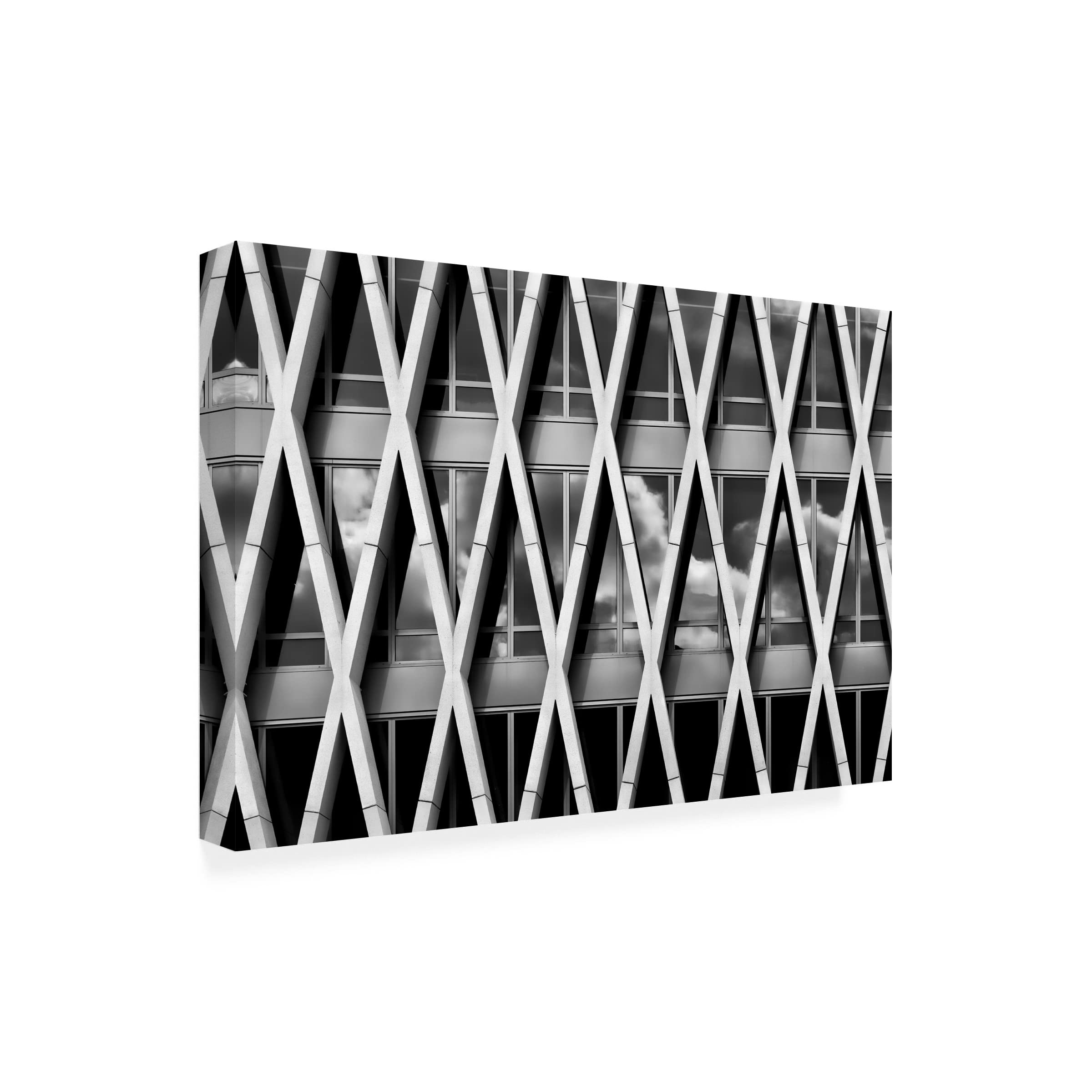 Trademark Fine Art 'Skyscraper' Canvas Wall Art by Luc Stalmans - Modern Cityscape Painting for Living Room & Office Decor