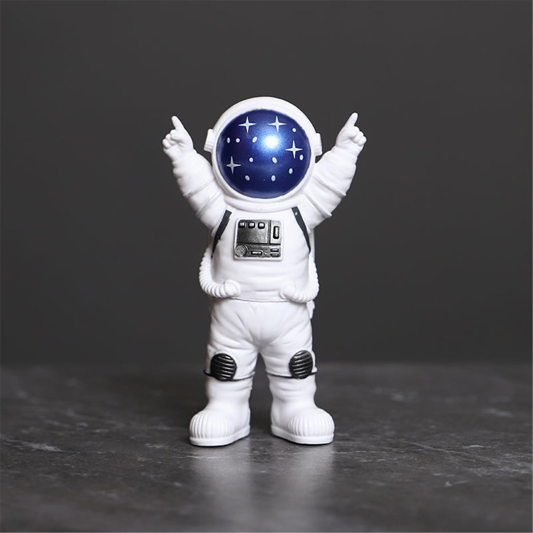 Blue and White Astronaut Figurines Set of 4 - Spaceman Sculpture Decor for Nursery, Cake Topper | Outer Space Theme Room Decor, Kids Birthday Party, Baby Shower, and Science-Themed Events