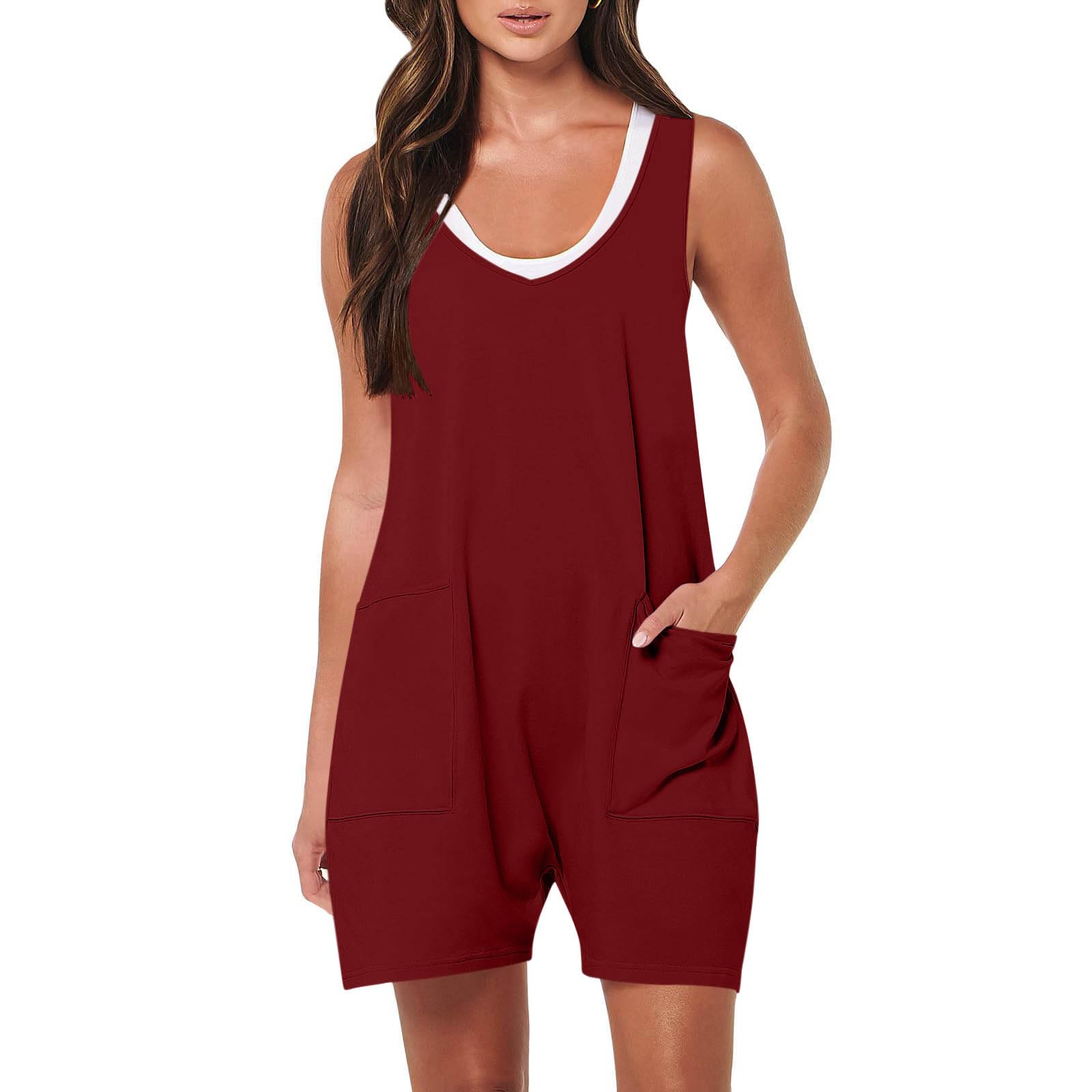 Women's Casual Rompers 2024 - Summer Loose Overalls with Pockets | Comfy Outfit for Beach & Travel