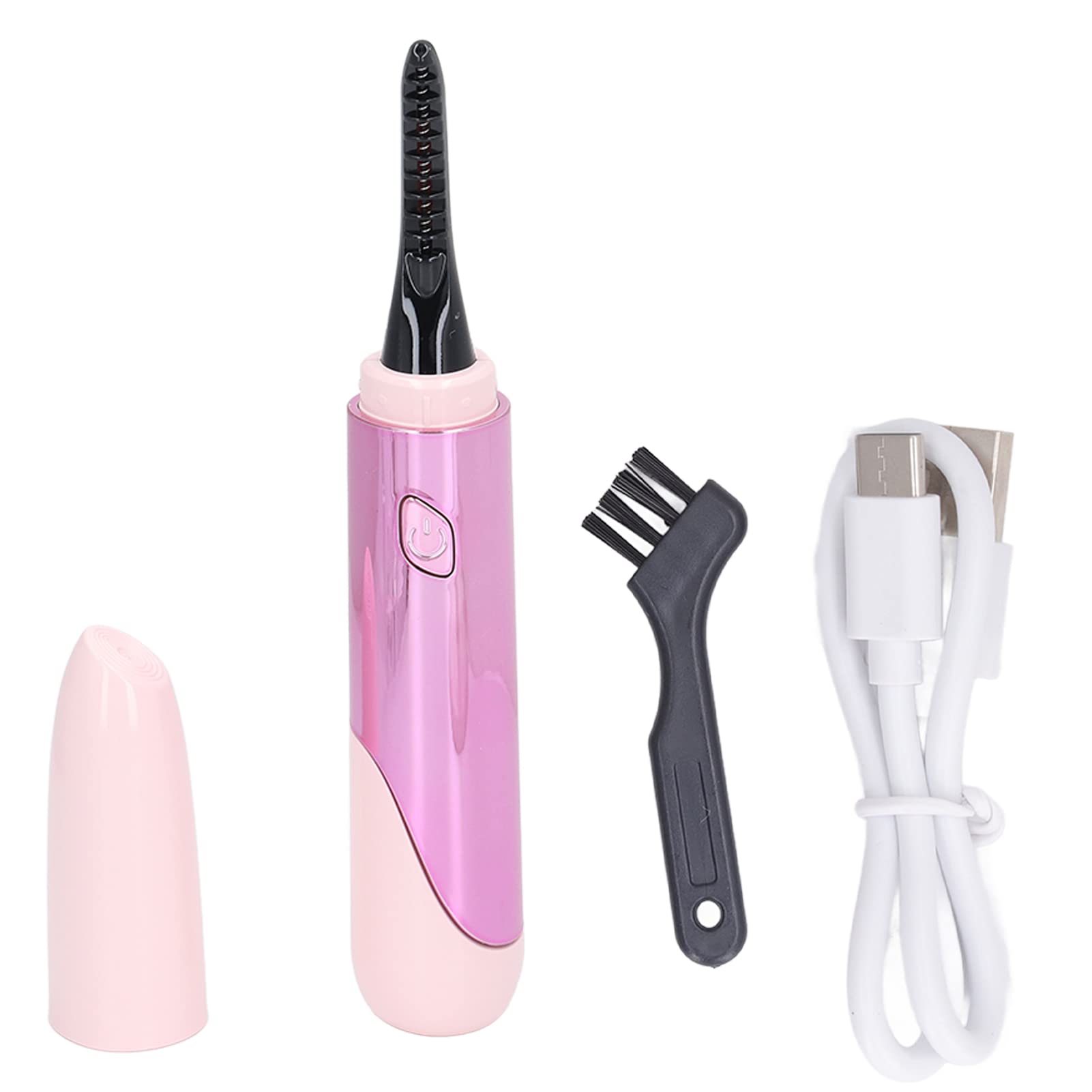 EXCLUZO Rechargeable Heated Eyelash Curler with 4 Temperature Settings - Long Lasting Battery, Ergonomic Curved Design for Salon & Home Use (Pink) | Perfect for Lash Lifting, Volume Enhancement & Natural Curling