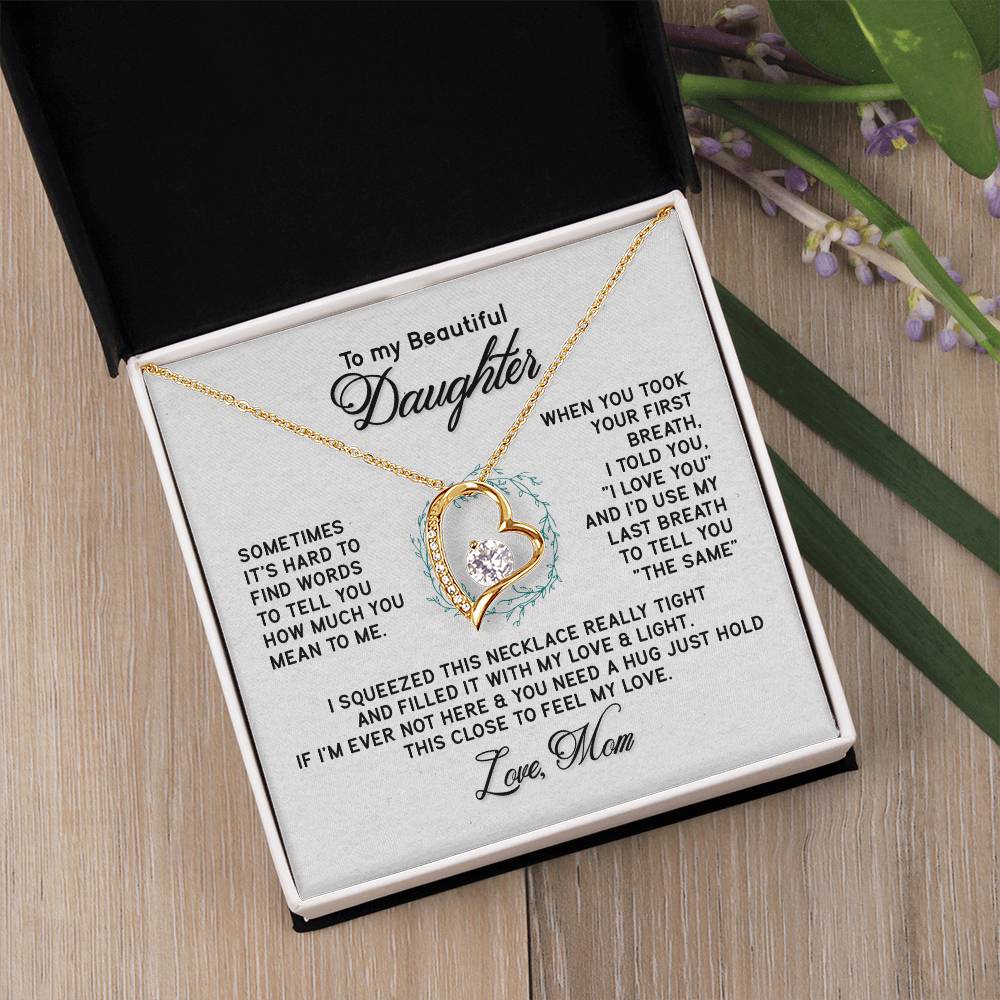 Beautiful Jewelry Necklace for Daughter - Thoughtful Gift from Mom in White or Yellow Gold Finish - Perfect for Birthdays, Graduation & Special Occasions