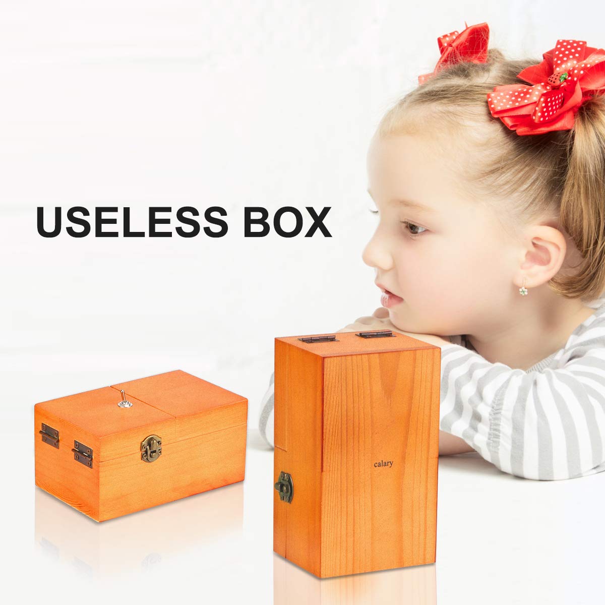 Calary Useless Box - Self-Turning Wooden Storage Box Machine (Fully Assembled) | Fun Desk Gadget for Adults & Kids | Perfect for Office Pranks, Stress Relief & Unique Gifts