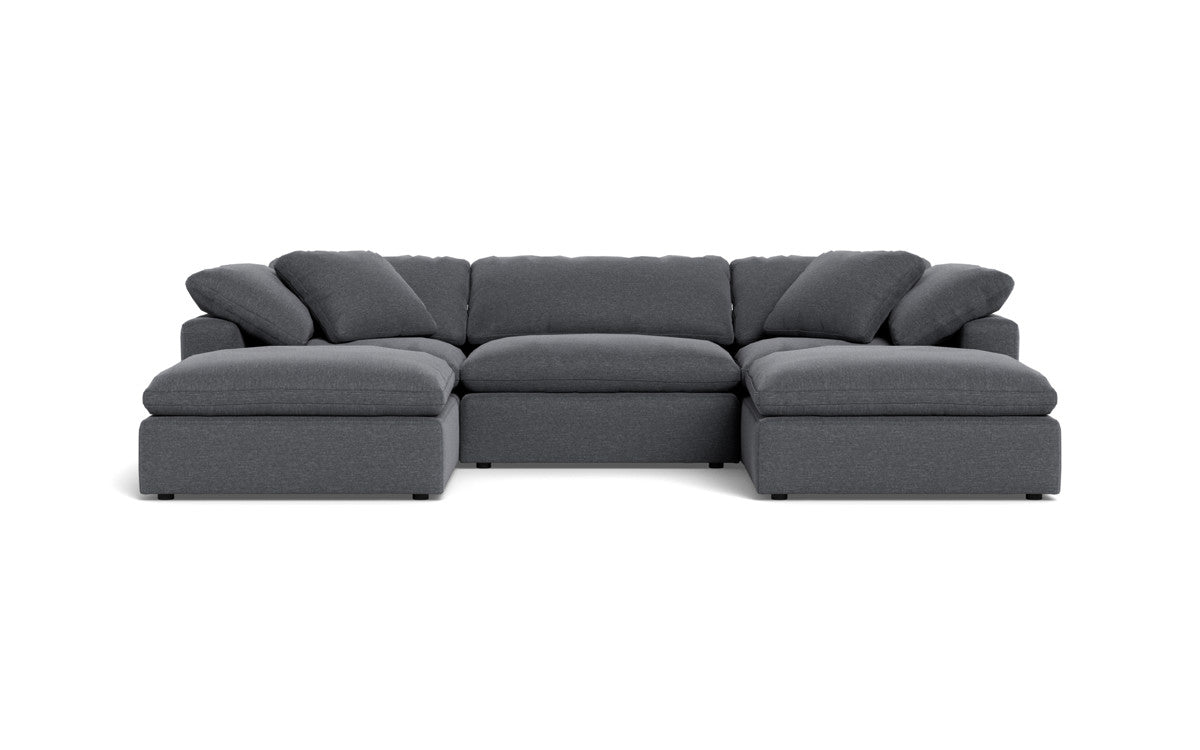 Fluffy 3-Piece Sofa Set with Double Ottoman - Soft and Comfortable Living Room Furniture for Small Spaces, Apartment, Dorm or Lounge Area