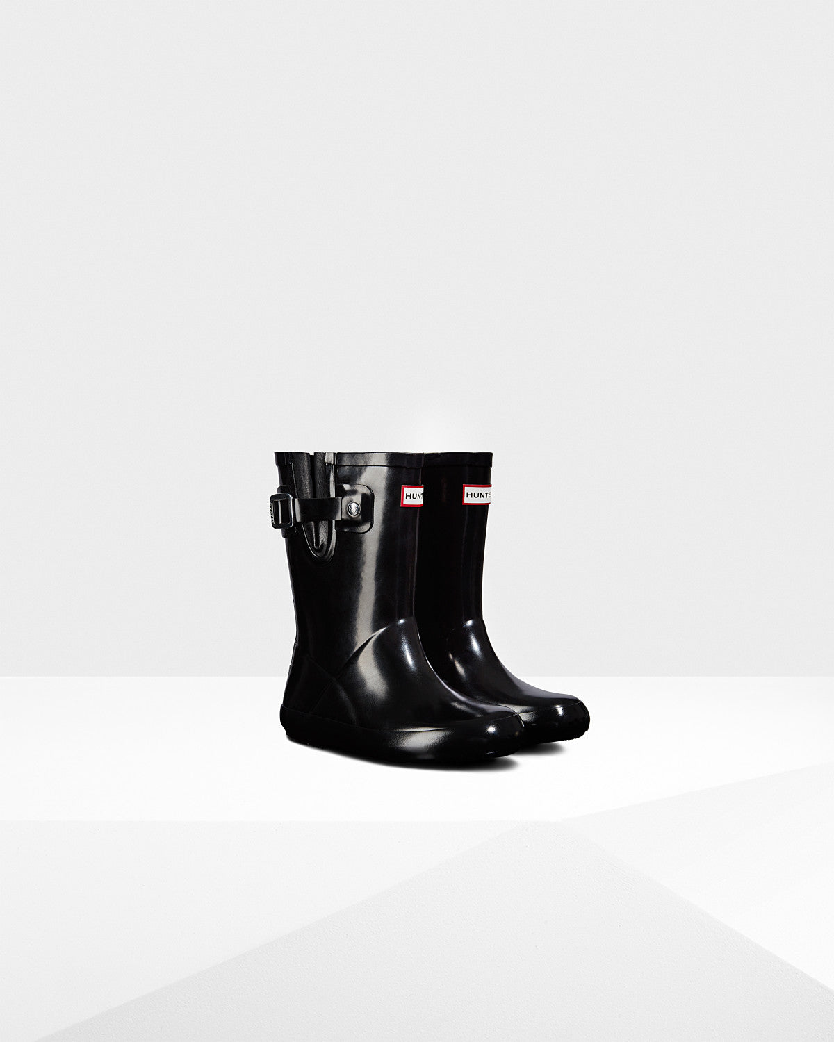 Hunter Original Kids Rain Boots - Black Glossy Waterproof Flat Sole Shoes for Boys & Girls - Perfect for Puddles, Playground & Outdoor Adventures