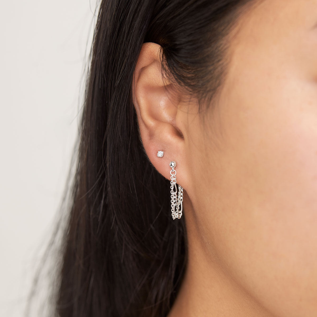 Gemini Chain Studs Earrings for Women - Trendy Gold Plated Hoop Earrings with CZ Stones | Perfect for Parties, Weddings & Everyday Wear