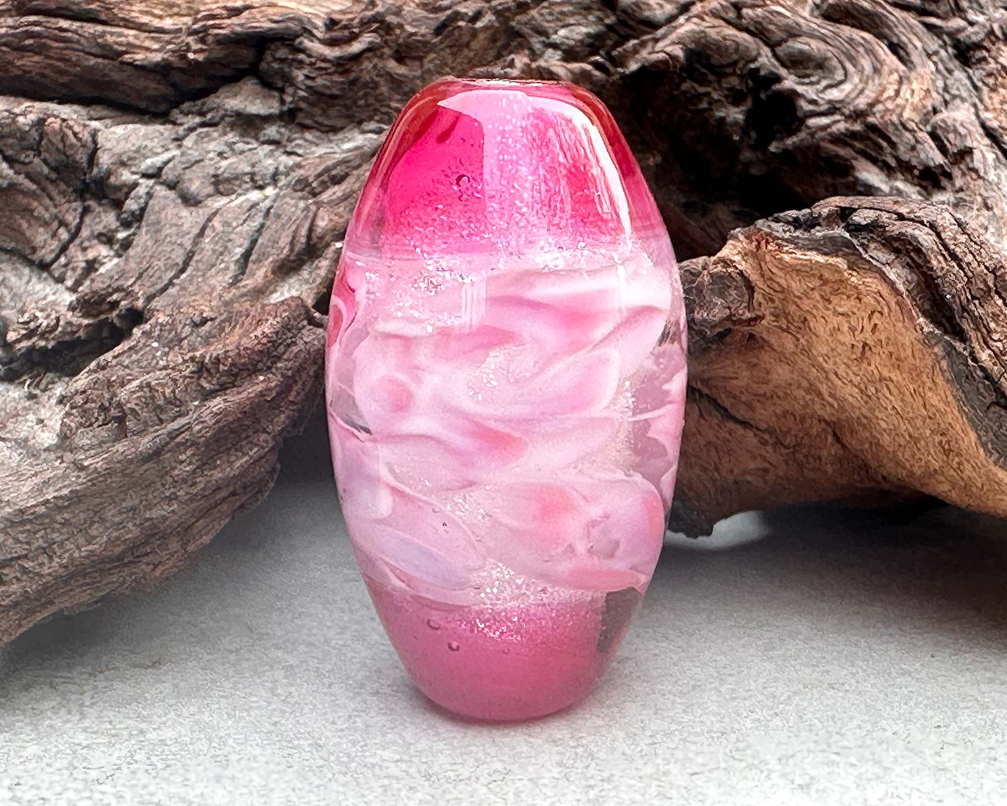 Pink Dichroic Glass Rose Floral Lampwork Focal Bead for Jewelry Making - Handmade SRA Bead for Necklaces, Bracelets & DIY Craft Projects