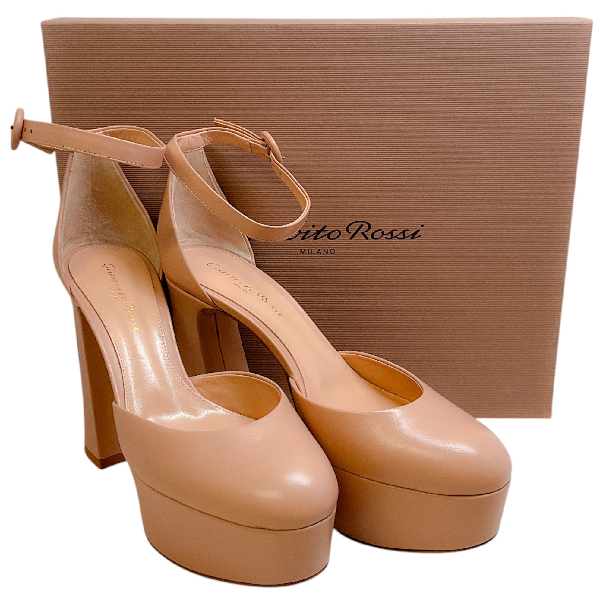 Gianvito Rossi Peach Leather Holly D'Orsay Pumps - Women's Luxury High Heels for Weddings, Parties & Office Wear