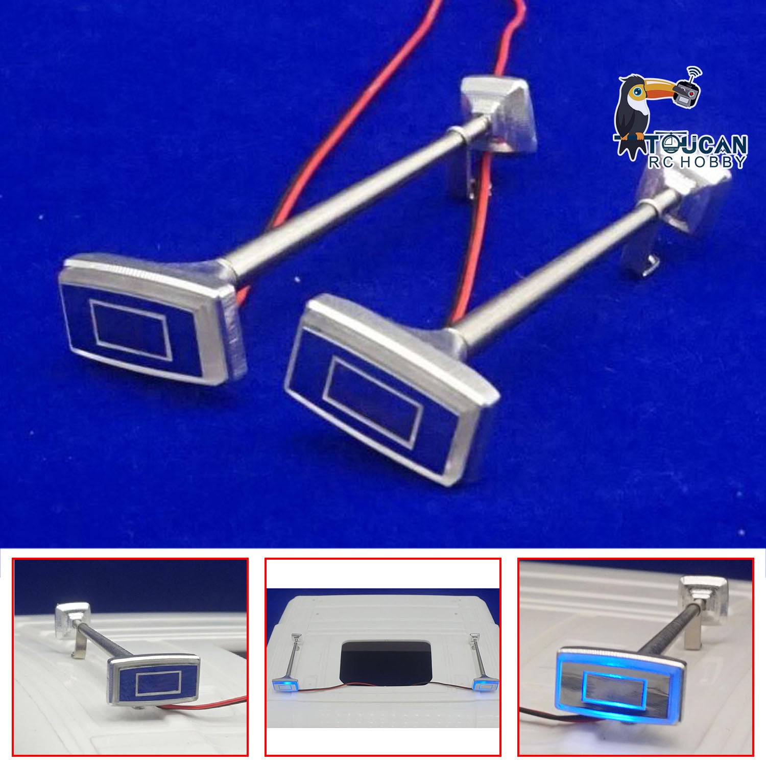 LED Light-Up Metal Horns for 1/14 RC Tractor Truck - Remote Control Construction Vehicle Accessories & DIY Spare Parts - Perfect for RC Car Shell Customization & Off-Road Play