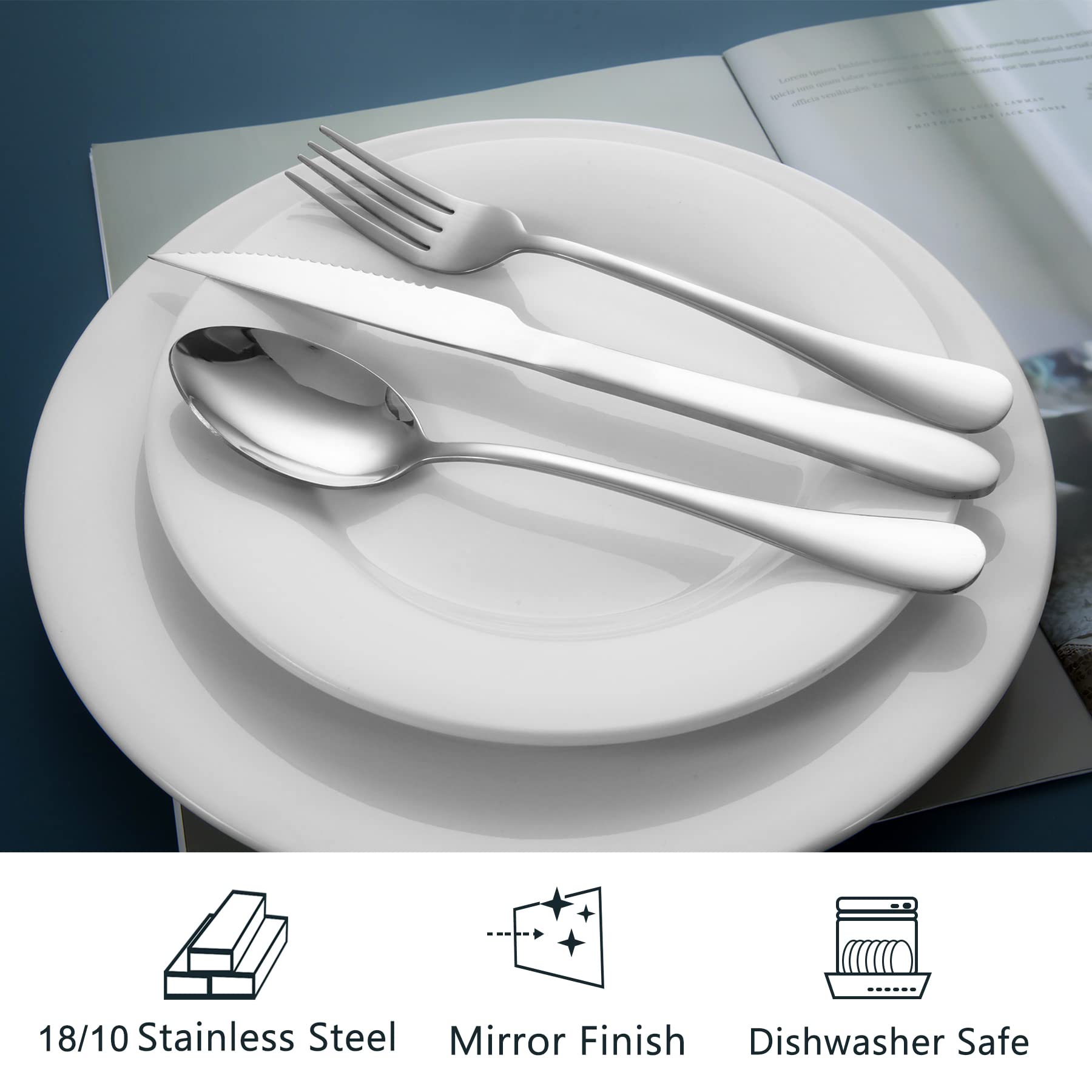 SANTUO 12-Piece Stainless Steel Dinner Spoon Set - 7.3