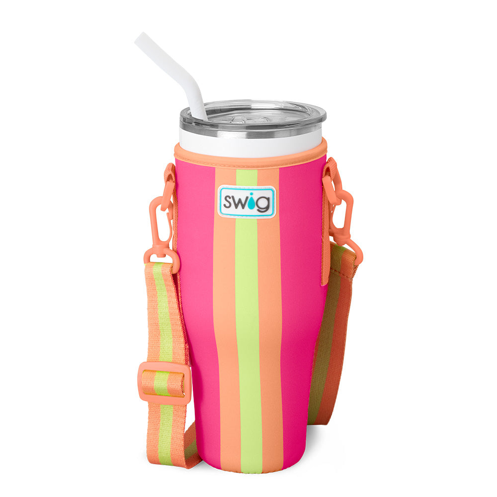 Tutti Frutti Mega Mug Sling 40oz - Large Insulated Tumbler with Handle & Straw - Perfect for Coffee, Tea & Cold Drinks at Home, Office or Travel