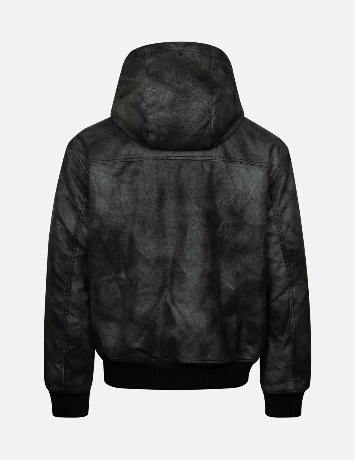 Stylish Hooded Grain Pattern Regular Fit Leather Bomber Jacket for Men - Perfect for Casual Outings & Fall Fashion