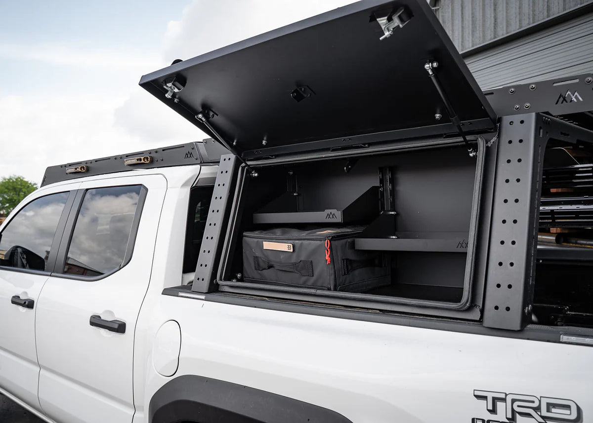 Aluminum Bed Rack Storage Box for 2005+ Toyota Tacoma Truck | Heavy Duty Truck Bed Organizer | Perfect for Camping Gear & Off-Road Adventures