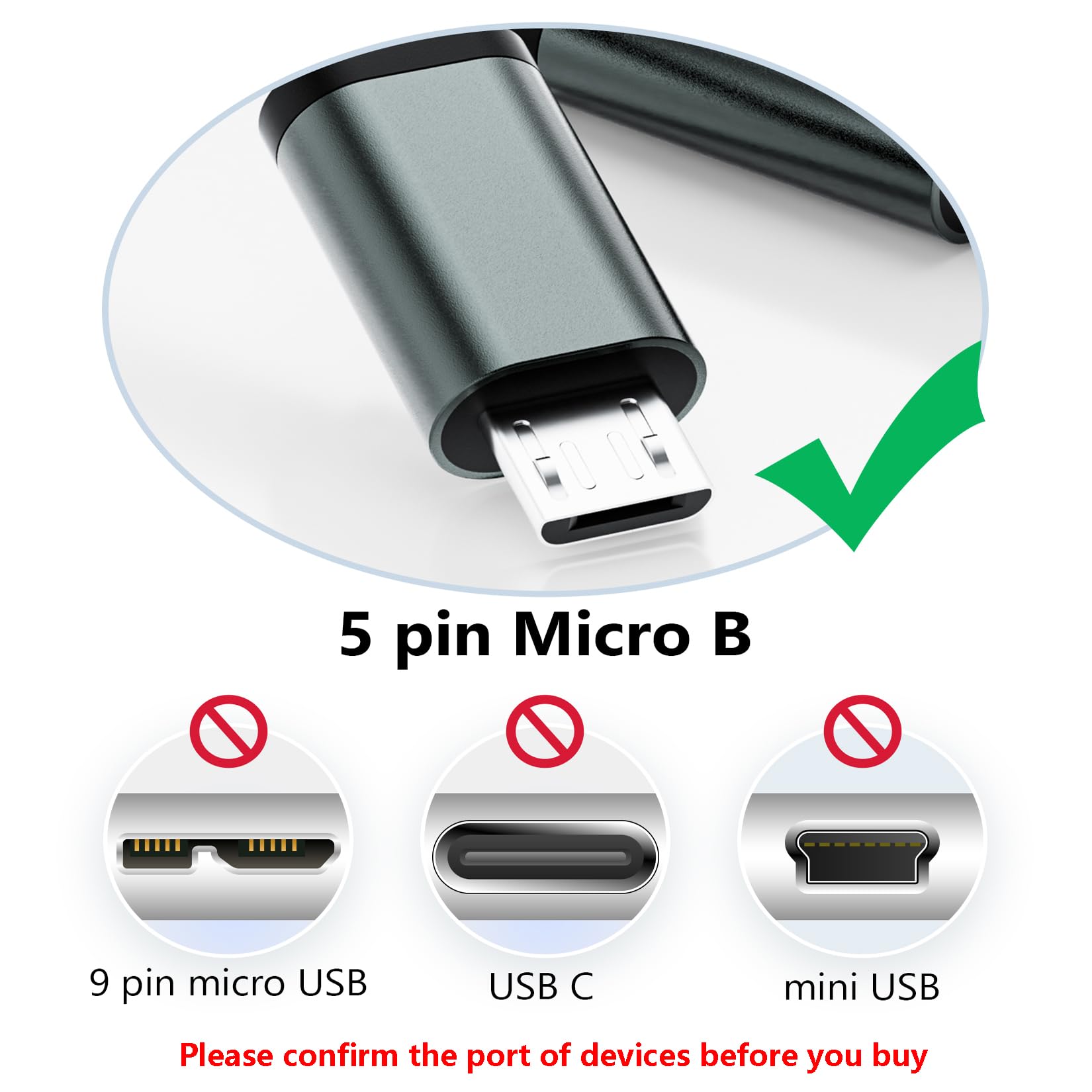 Premium Braided USB C to Micro USB Cable 3.3FT (1M) - Fast Charging & 480Mbps Data Transfer - Compatible with Samsung Galaxy S7/S5/J7/J3, MacBook Pro, Kindle, PS4, LG, Cameras & GPS Devices - Perfect for Home, Office & Travel Charging