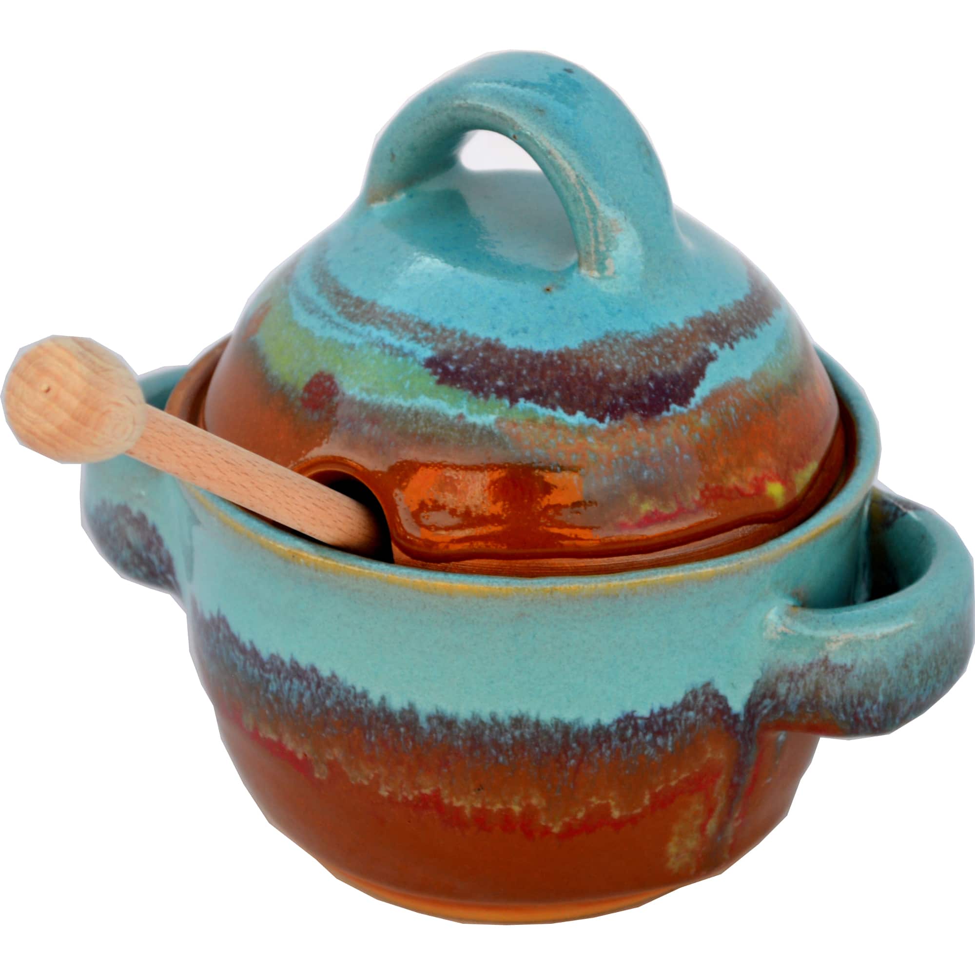 Always Azul Honey Pot - Assorted Designs, No Pattern - Perfect for Kitchen Storage, Home Decor & Gift Giving