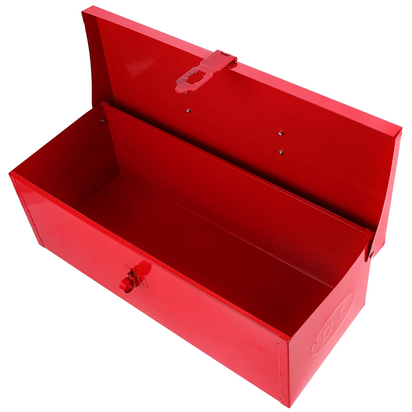DOITOOL Small Metal Tool Box - Portable Steel Tool Organizer with Hip Roof Design & Metal Latch Closure (39 x 16 x 13cm, Red) - Perfect for Home Garage, Workshop, Construction Site & DIY Projects