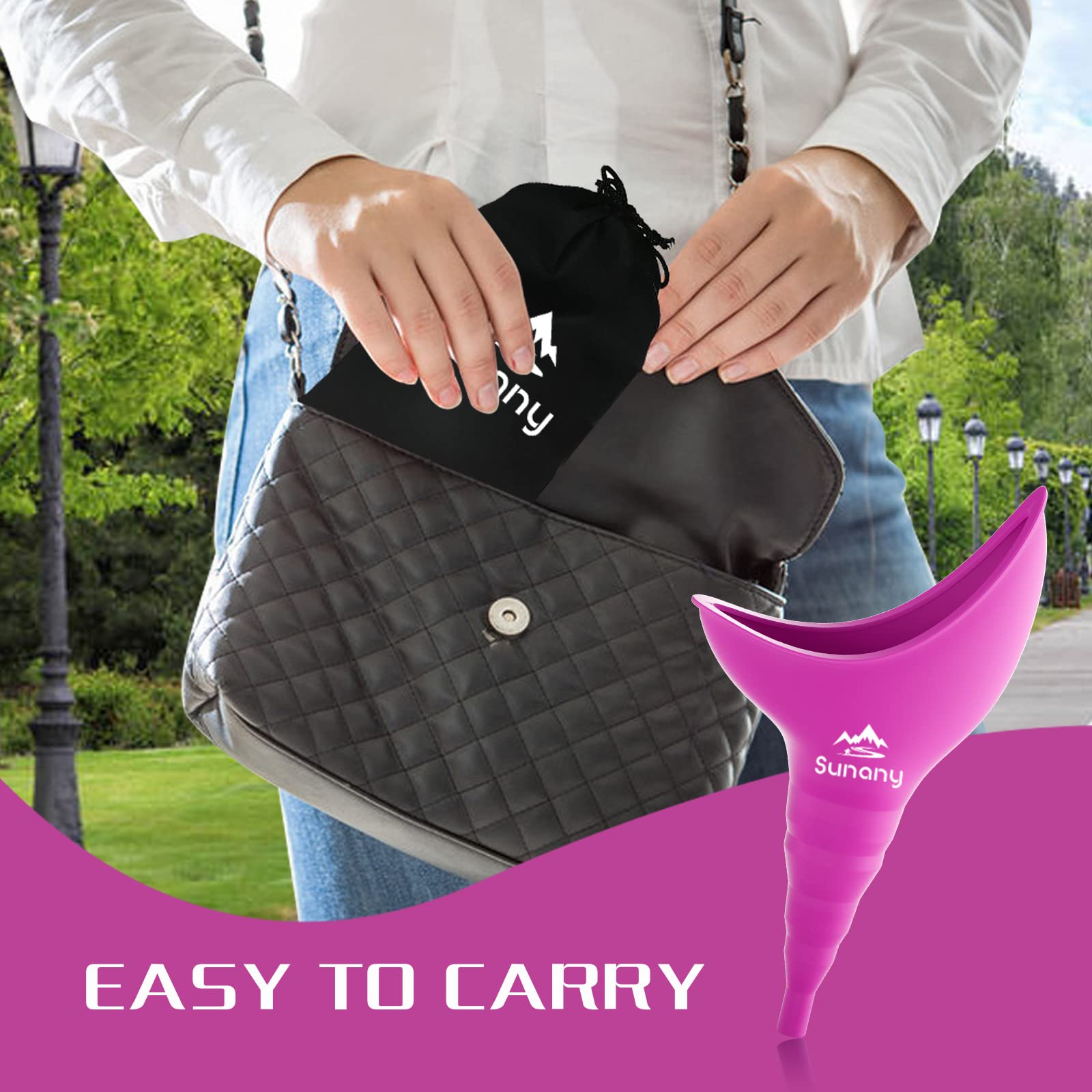 Sunany Female Urinal with Silicone Funnel - Portable Standing Pee Device for Women - Reusable Outdoor Travel Urinal - Perfect for Camping, Hiking, Road Trips & Emergency Use