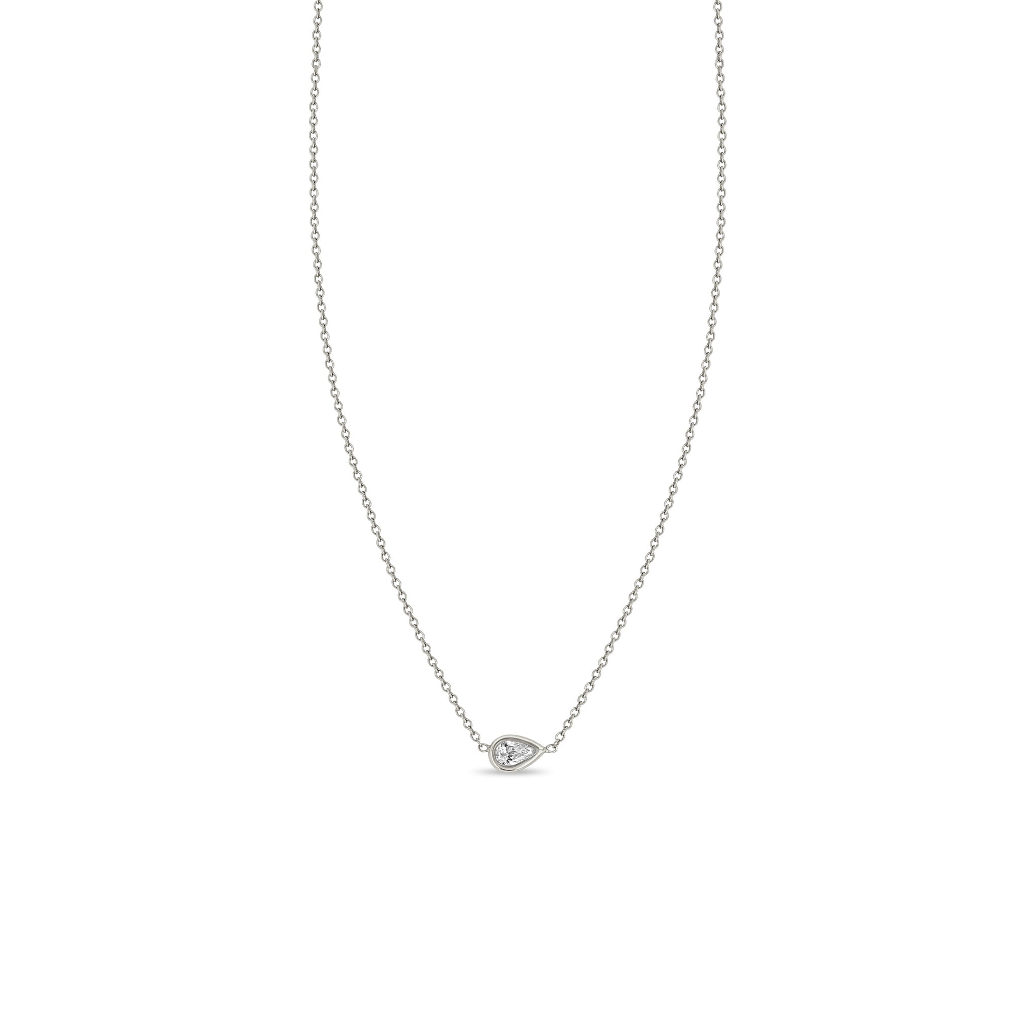 14K Gold Horizontal Pear Shaped Diamond Pendant Necklace for Women - Elegant Jewelry Gift for Anniversary, Wedding & Special Occasions