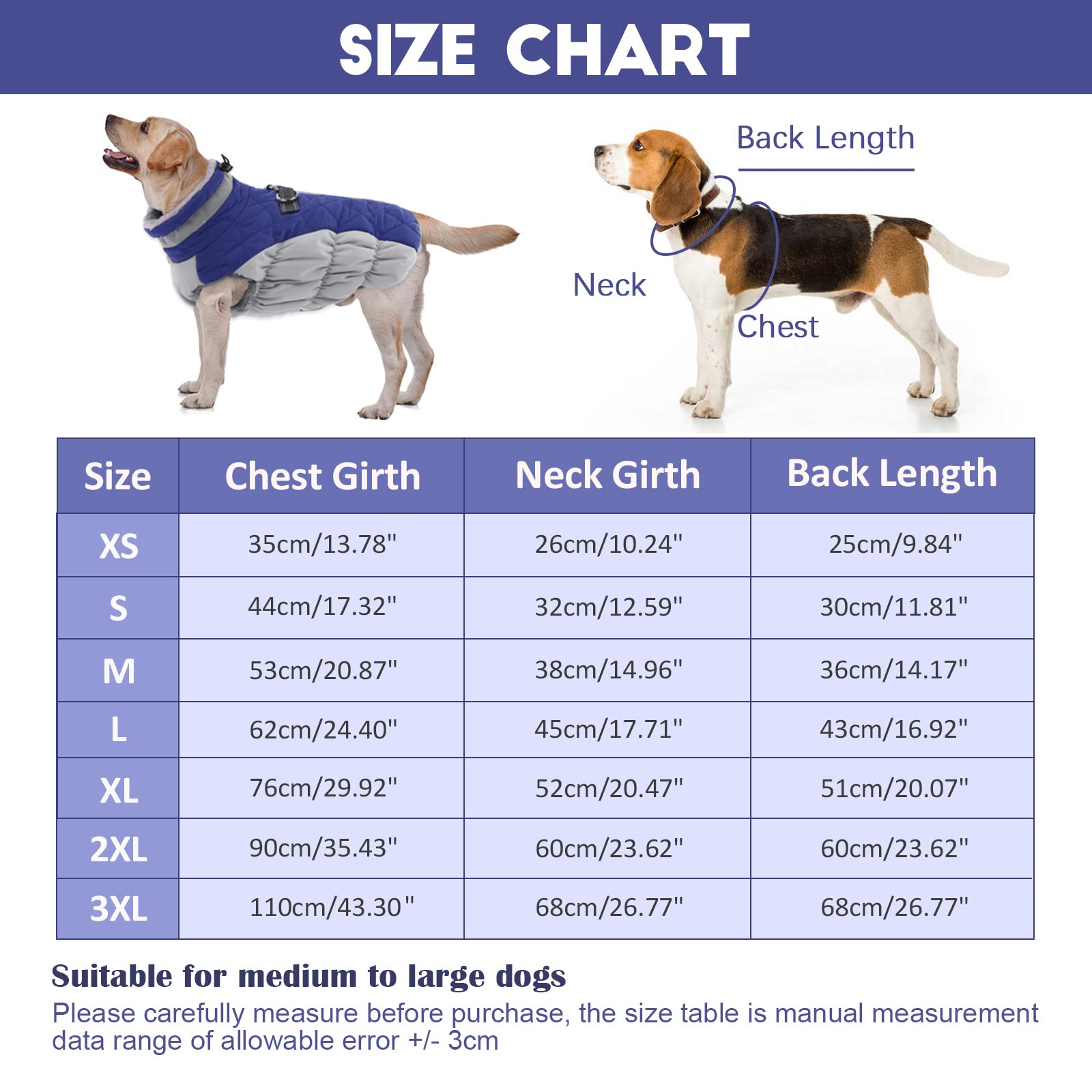 Lelepet Warm Dog Winter Coat - Windproof Waterproof Turtleneck Fleece Jacket with Zipper for Small, Medium & Large Dogs | Cold Weather Protection for Outdoor Walks & Winter Adventures