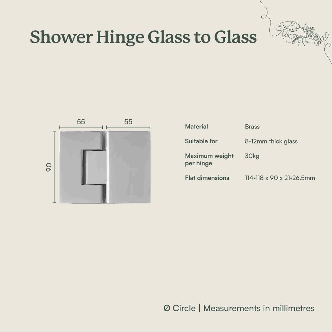 Premium Gunmetal Shower Hinge for Glass to Glass Installation - Perfect for Bathroom, Shower Door, and Frameless Glass Panel Applications