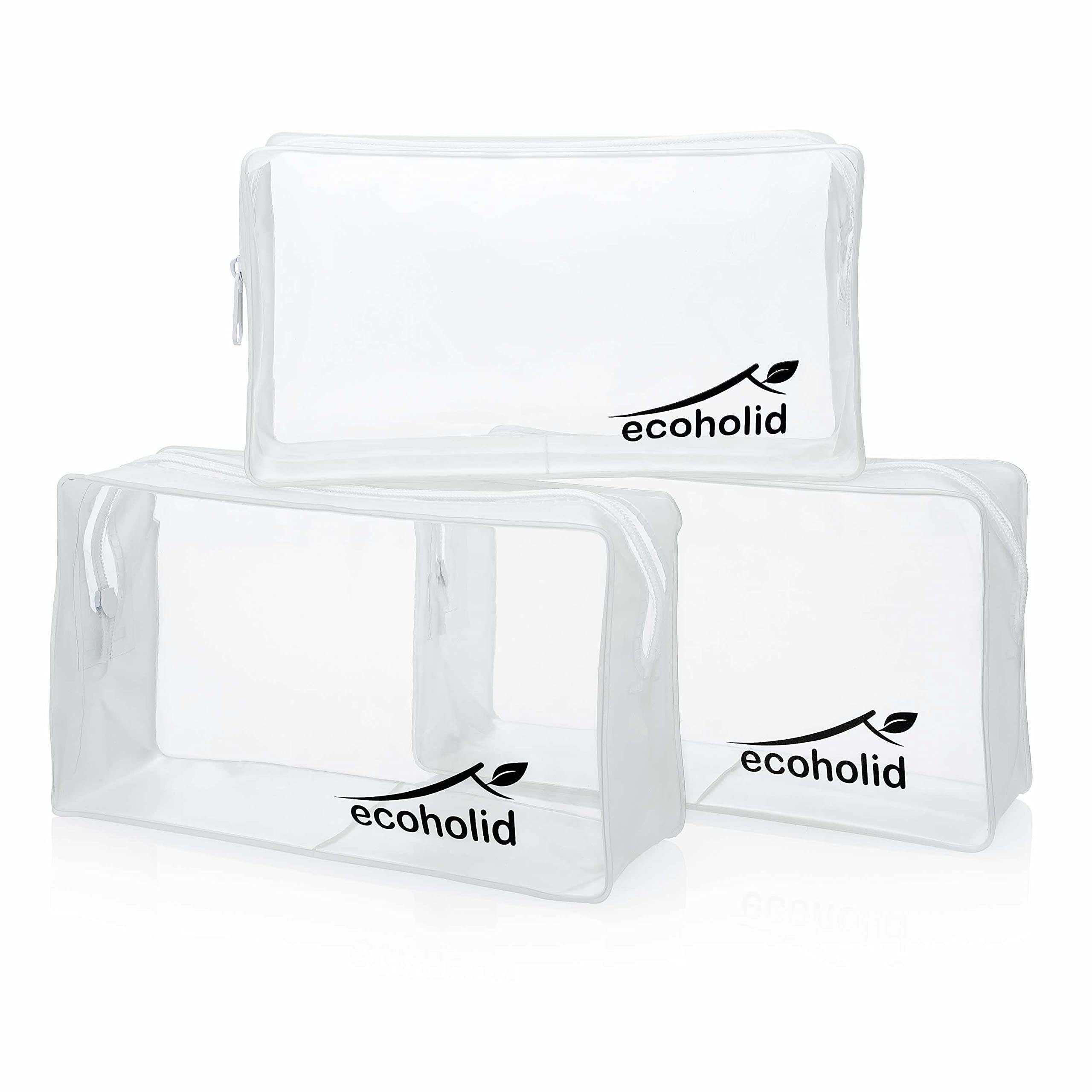 3 Pack Clear TSA Approved Cosmetic & Toiletry Bags with Zipper - Travel Makeup Organizer for Airports, Gyms, and Daily Essentials Storage