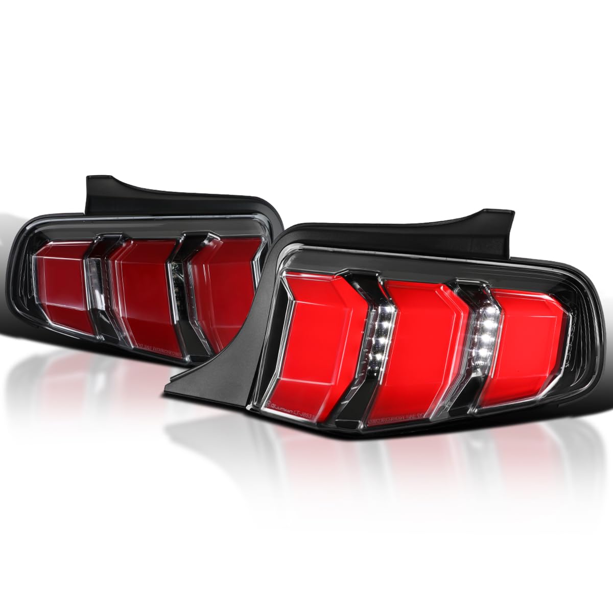 Spec-D Tuning Jet Black Sequential LED Tail Lights for 2010-2012 Ford Mustang - Left & Right Pair Assembly - Enhanced Visibility & Style for Night Driving & Car Shows