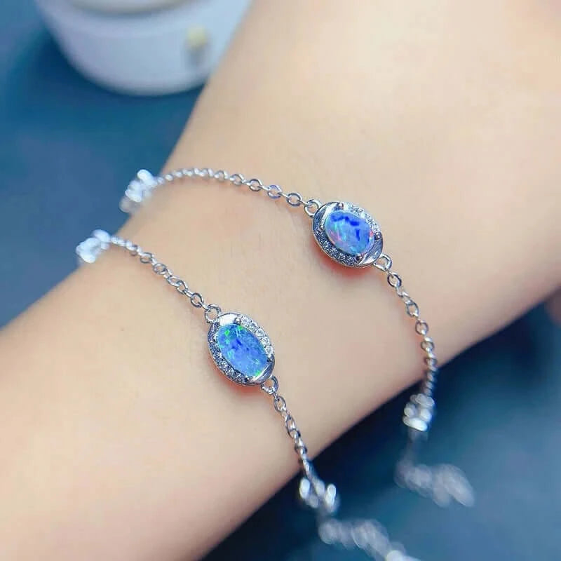 18K Platinum Opal Bracelet for Women - October Birthstone Jewelry Gift | Elegant Handmade Birthday, Anniversary & Wedding Present | Perfect for Special Occasions & Everyday Wear