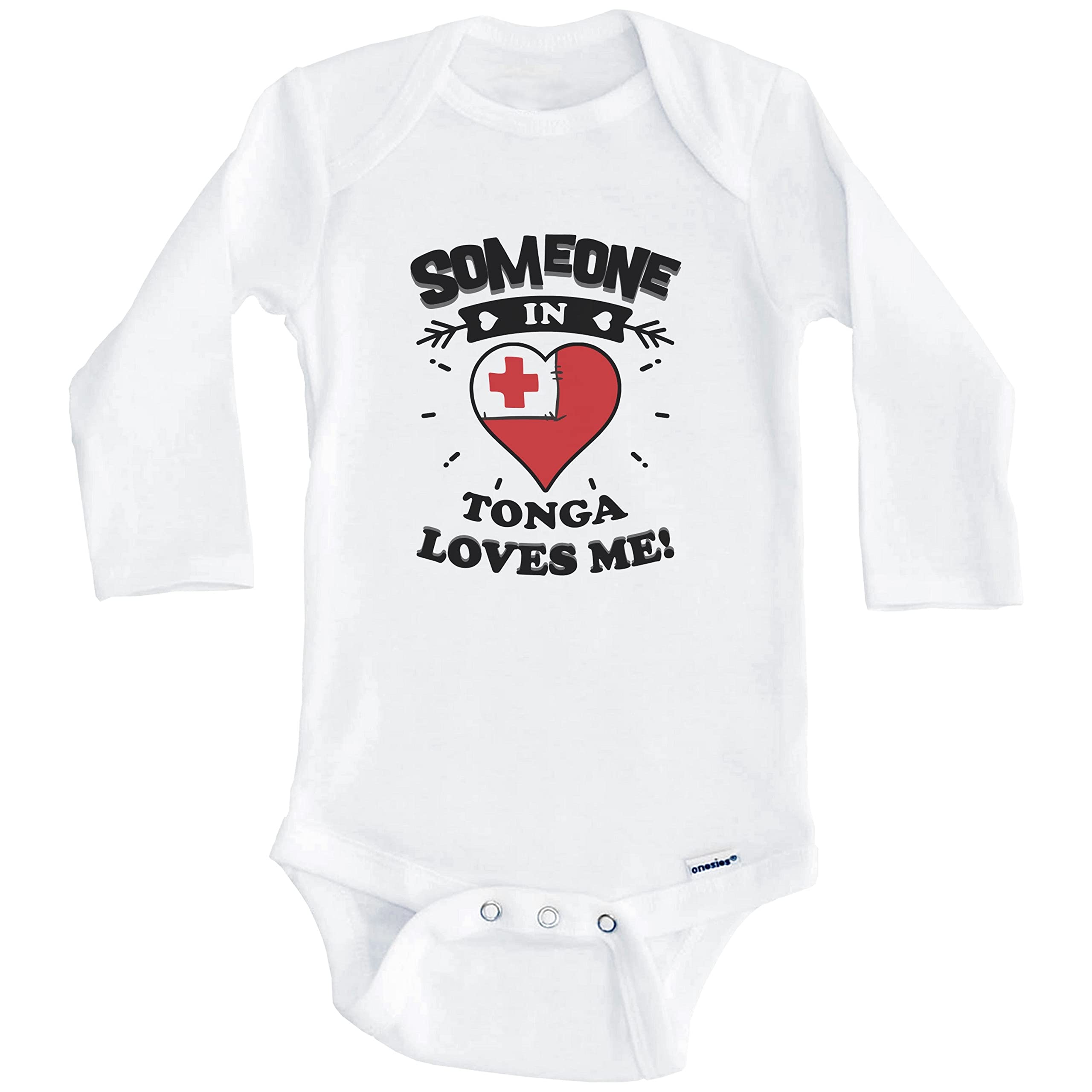 Someone in Tonga Loves Me Tongan Heart One-Piece Baby Bodysuit - Long Sleeve Infant Romper for Boys & Girls - Perfect for Family Photos, Cultural Events & Everyday Wear