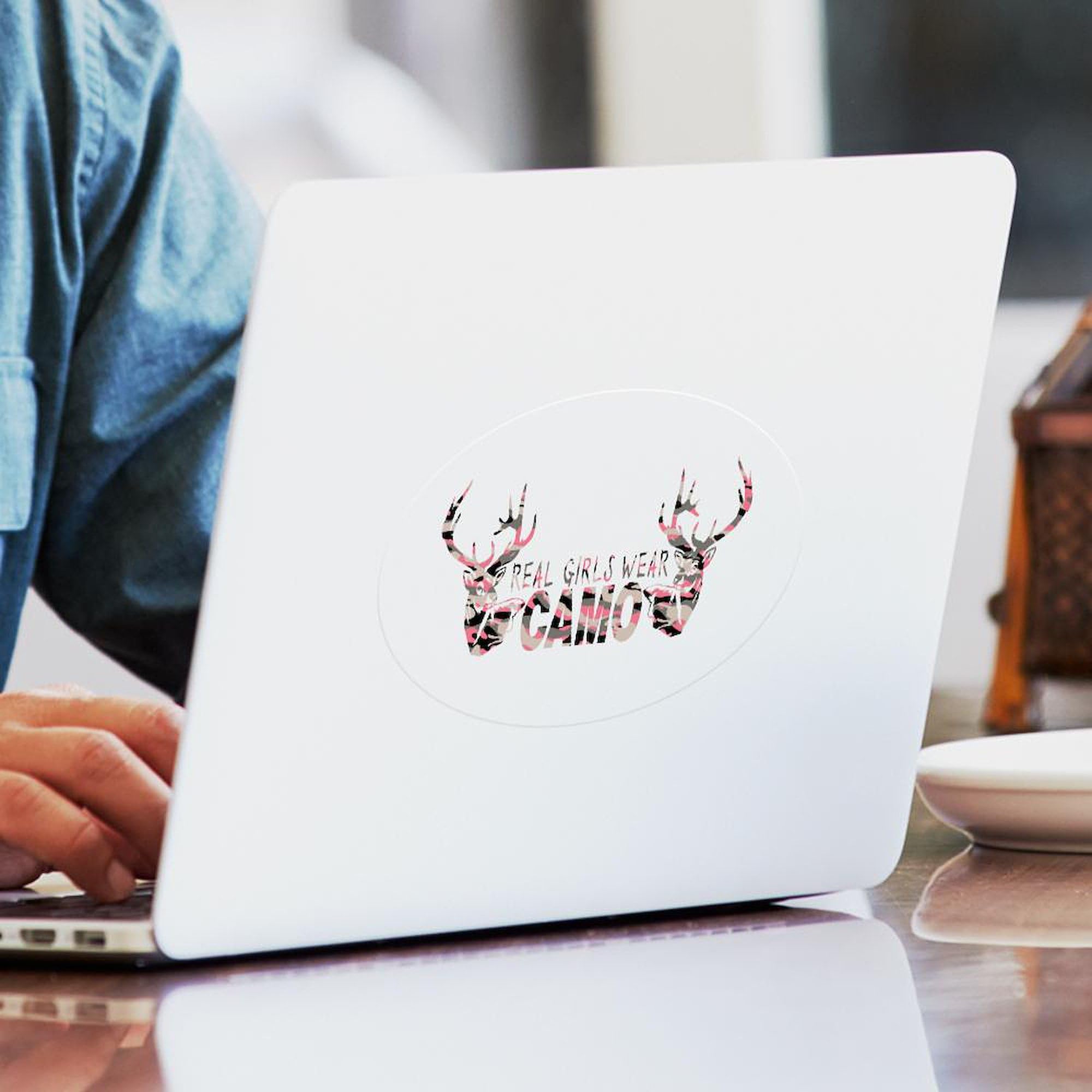 REAL GIRLS WEAR CAMO Oval Car Bumper Sticker - Funny Vinyl Decal for Cars, Trucks, Laptops - Perfect for Military Supporters, Outdoor Enthusiasts & Proud Women Drivers