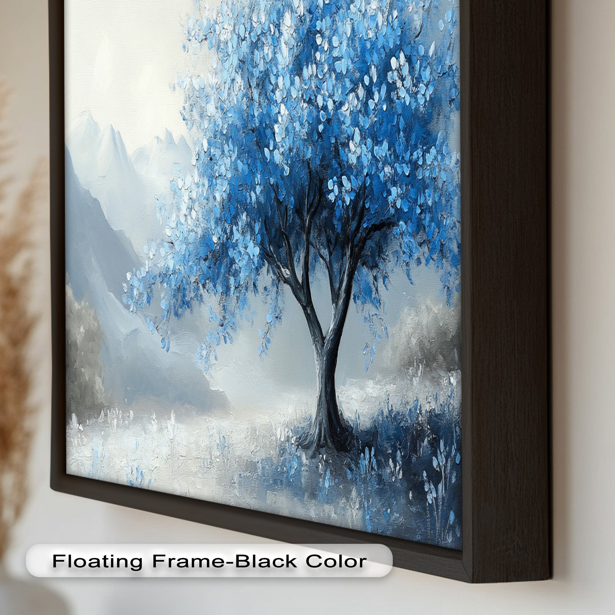 Blue Tree Landscape Oil Painting - Handmade Canvas Art for Home & Office Decor, Living Room Wall Art, Gift Idea