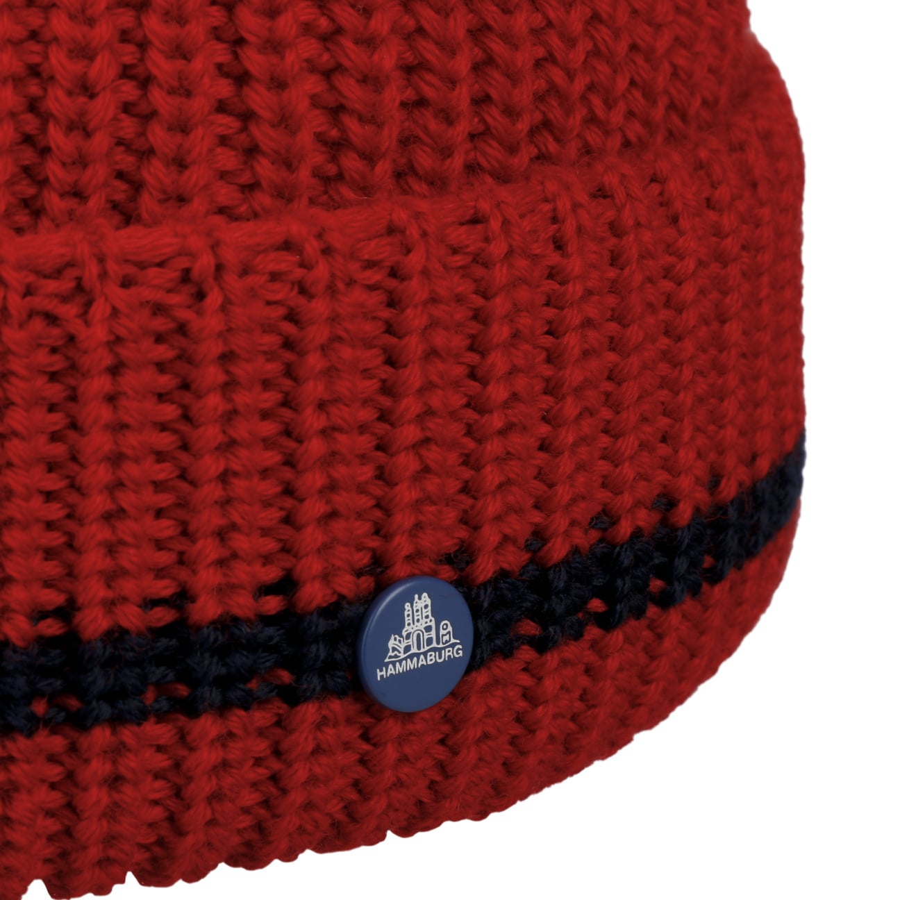 Hammaburg Striped Cuff Pompom Beanie - Warm Winter Knit Hat for Women & Men - Perfect for Skiing, Snowboarding & Outdoor Activities