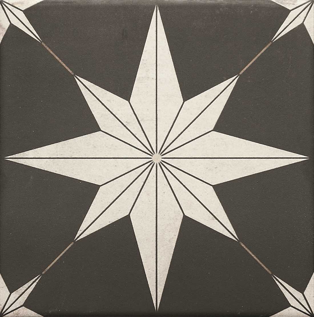 Jazz Patterned Porcelain Tile Star 8x8 - Decorative Ceramic Wall & Floor Tile for Kitchen Backsplash, Bathroom, and Living Room Decor