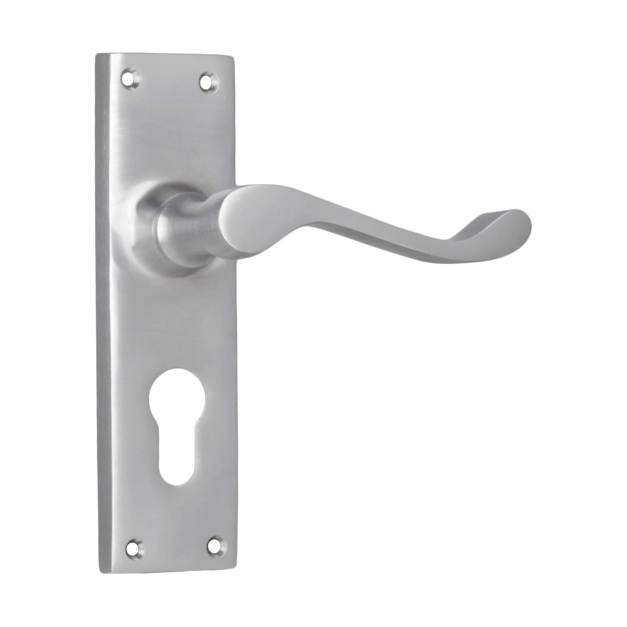 Victorian Style Euro Door Lever Pair - Satin Chrome Finish - 152mm Height x 42mm Width x 59mm Projection - Perfect for Classic Home Interiors & Vintage Style Doors