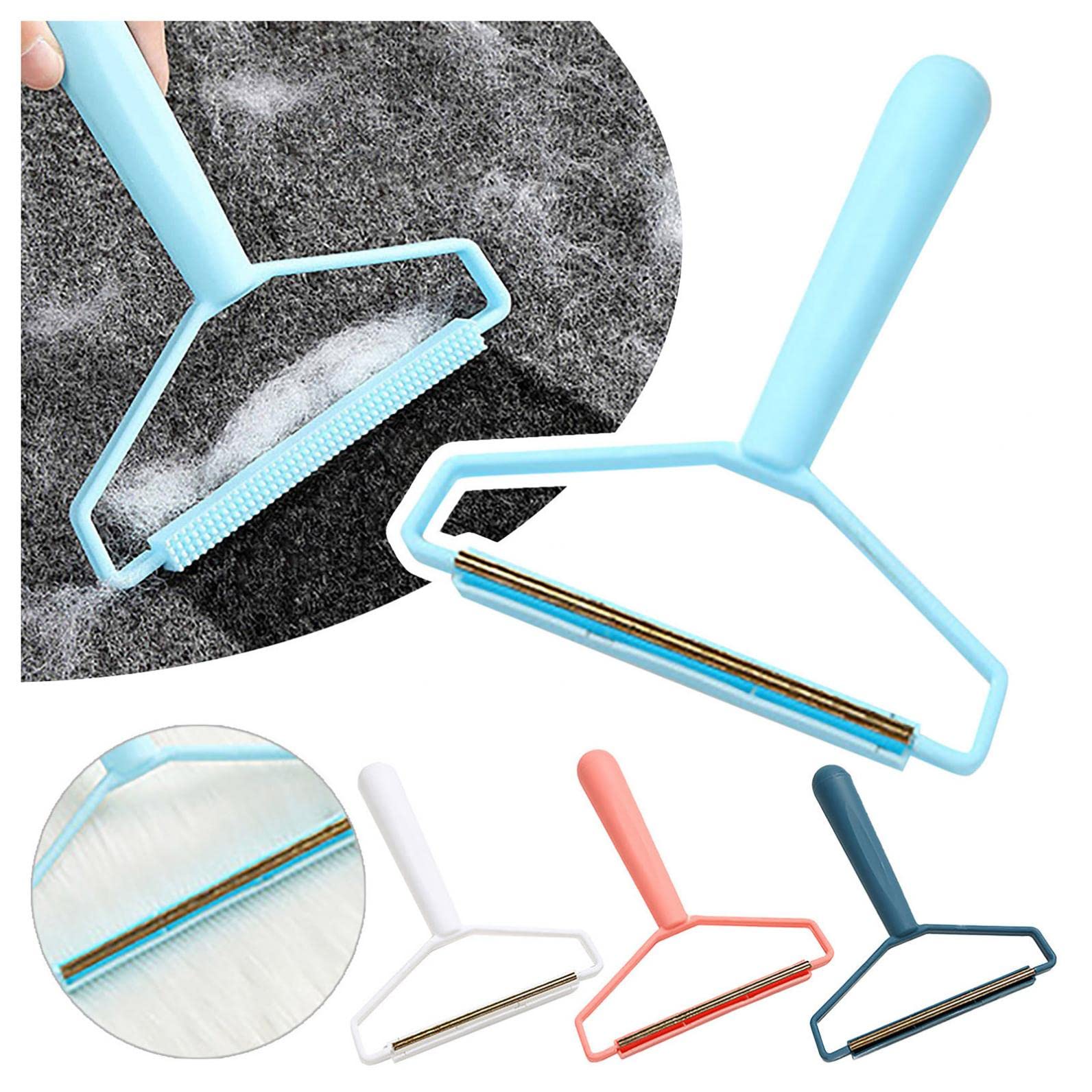 Double-Head Fabric Shaver - Safe Lint & Hair Remover for Clothes, Blankets, Sofa - Gentle Manual Plastic Shaver Prevents Fabric Damage - Perfect for Pet Hair Removal & Home Fabric Care