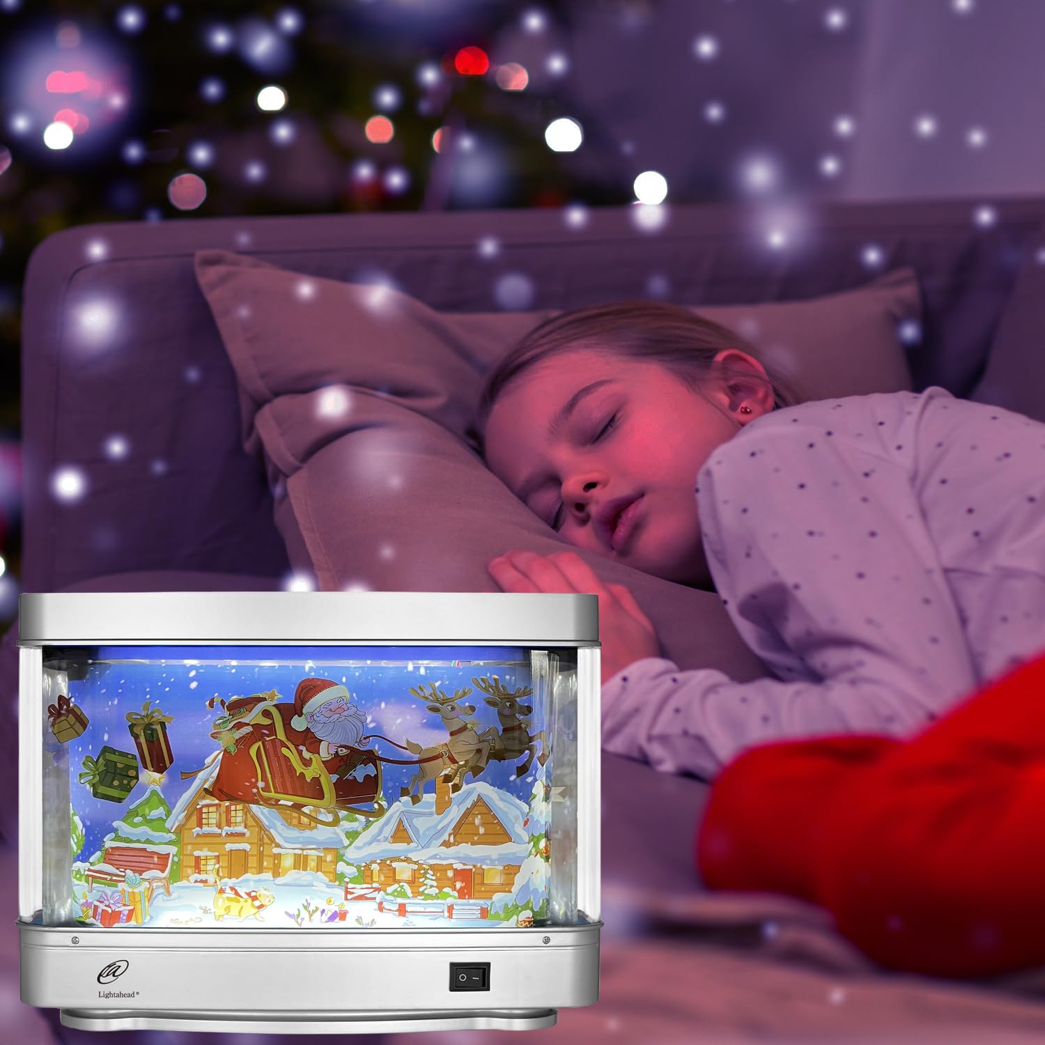 Lightahead Christmas Santa LED Motion Picture Lamp - Virtual Aquarium Night Light for Holiday Decor, Bedroom & Nursery