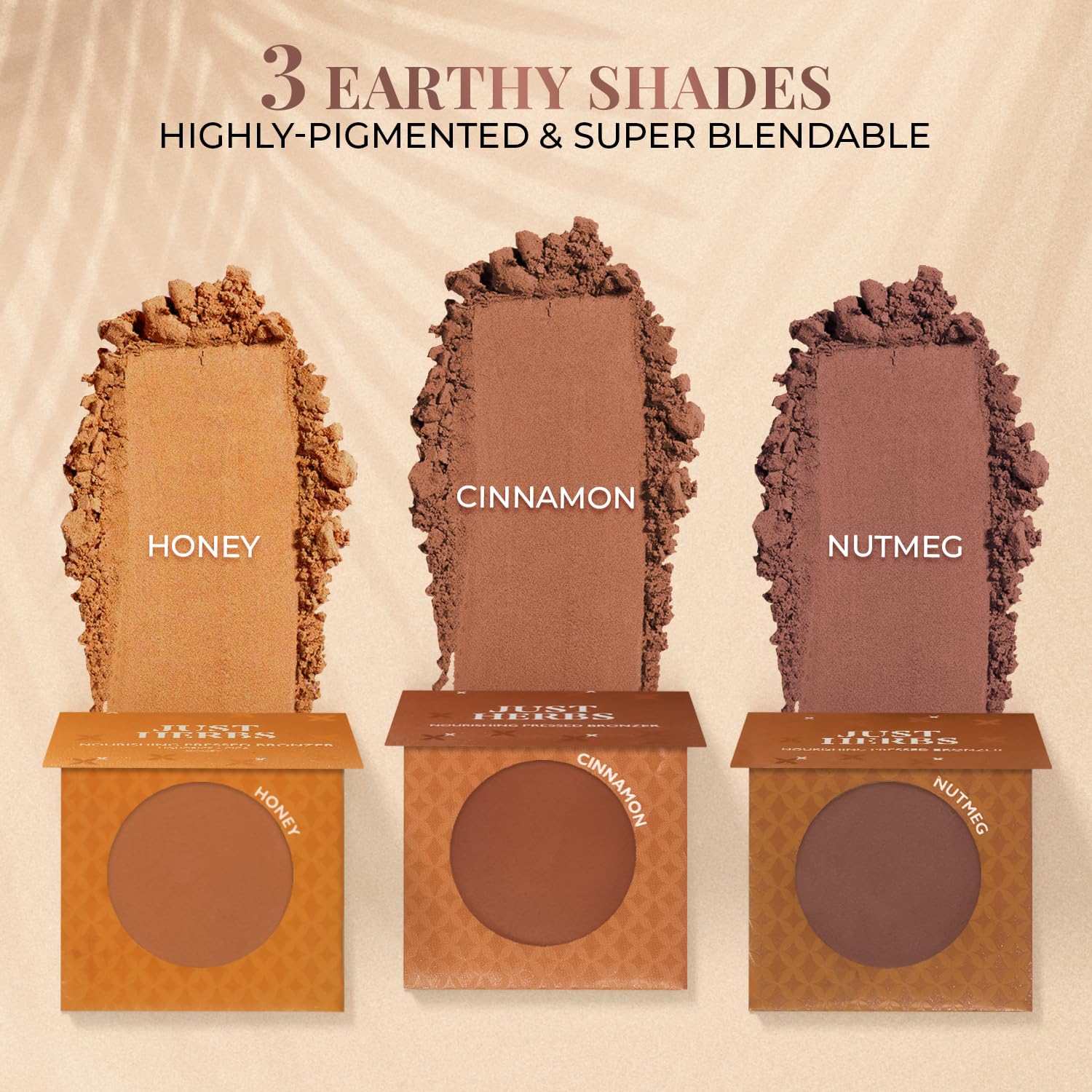 Just Herbs Nourishing Pressed Bronzer with Liquorice & Cica - 3.5g Honey Shade | Face Contouring & Highlighting Makeup | Perfect for Daily Wear & Special Occasions