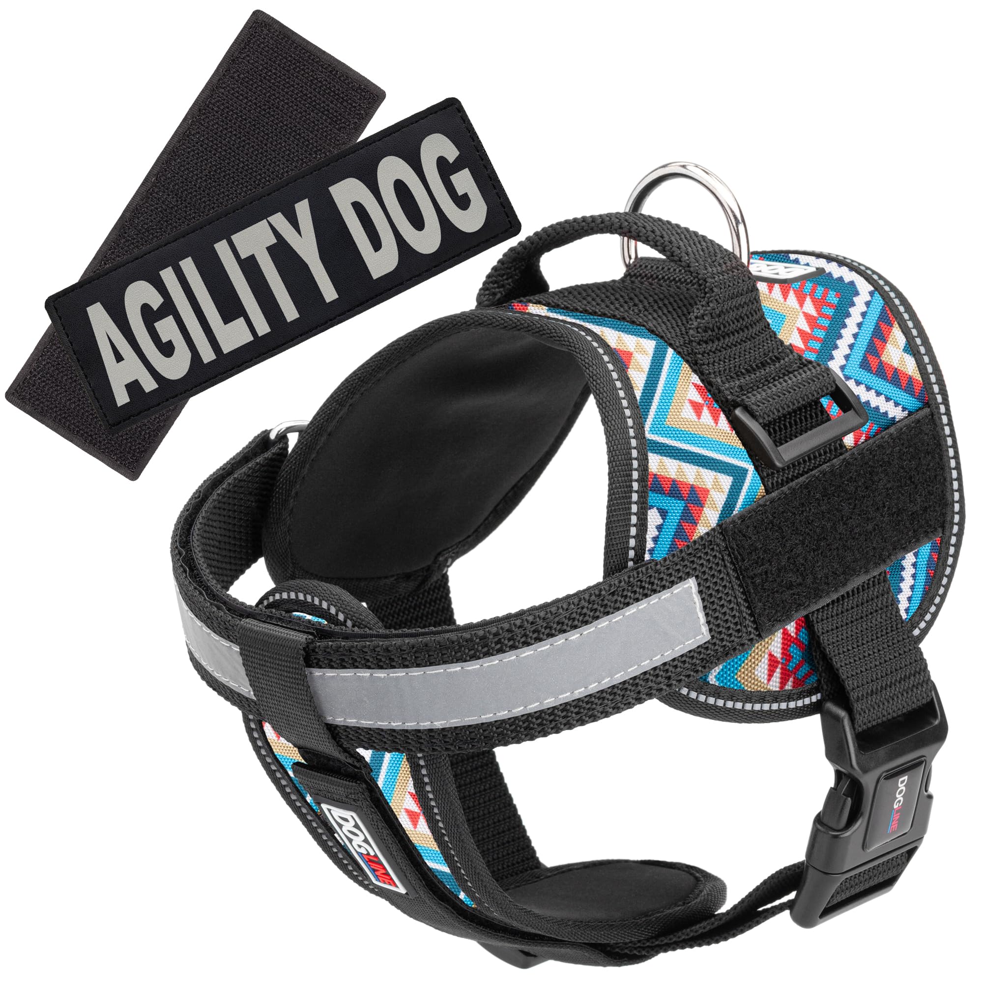 Unimax Dog Harness Vest with Agility Patches - Reflective No-Pull Adjustable Straps, Breathable Neoprene for Training & Service Dogs (36-46