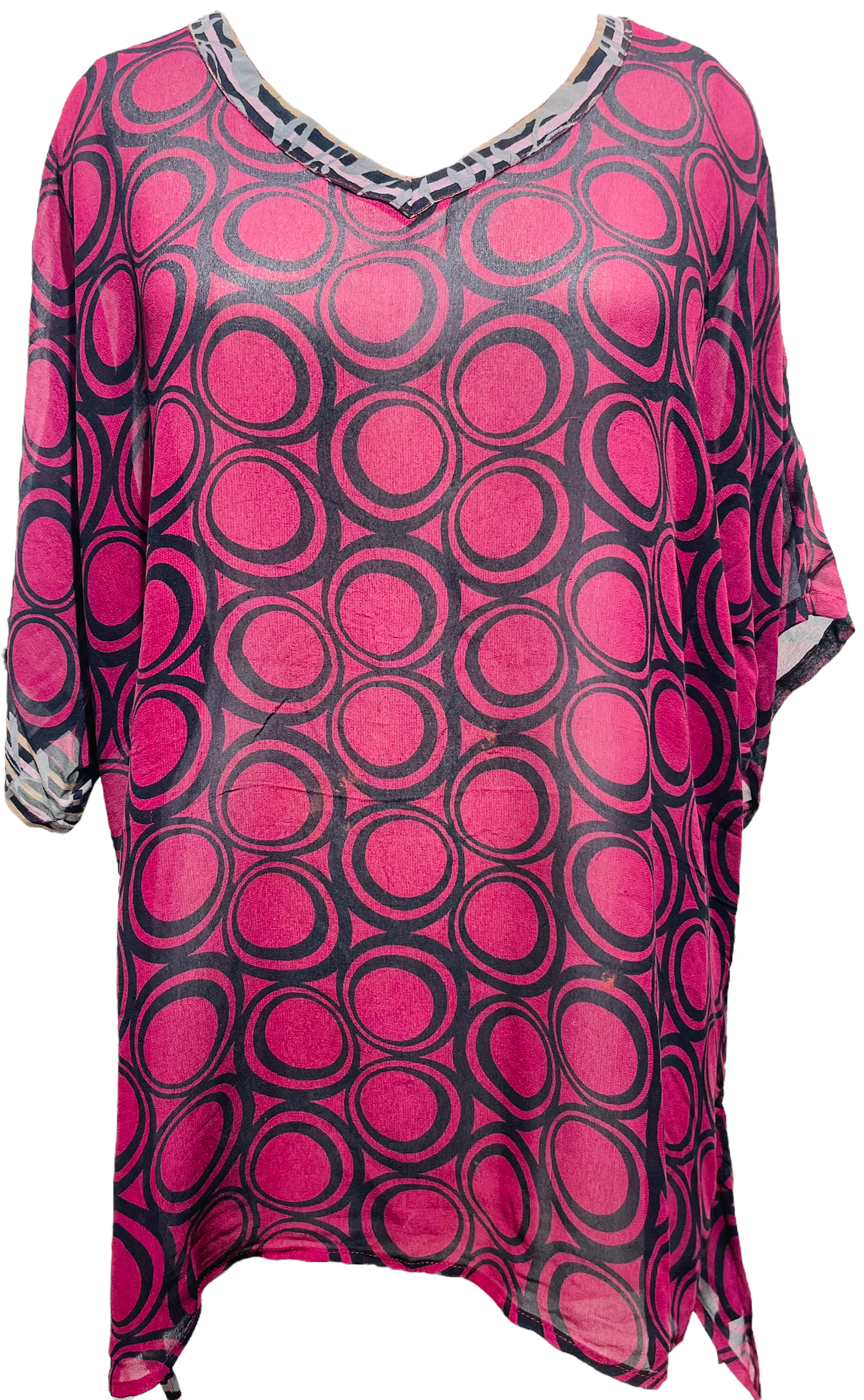 PRG2091 Grand Comoro Drongo Sheer Avatar Pure Silk Long Tunic with Side Ties - Elegant Women's Silk Blouse for Casual Wear, Office & Special Occasions