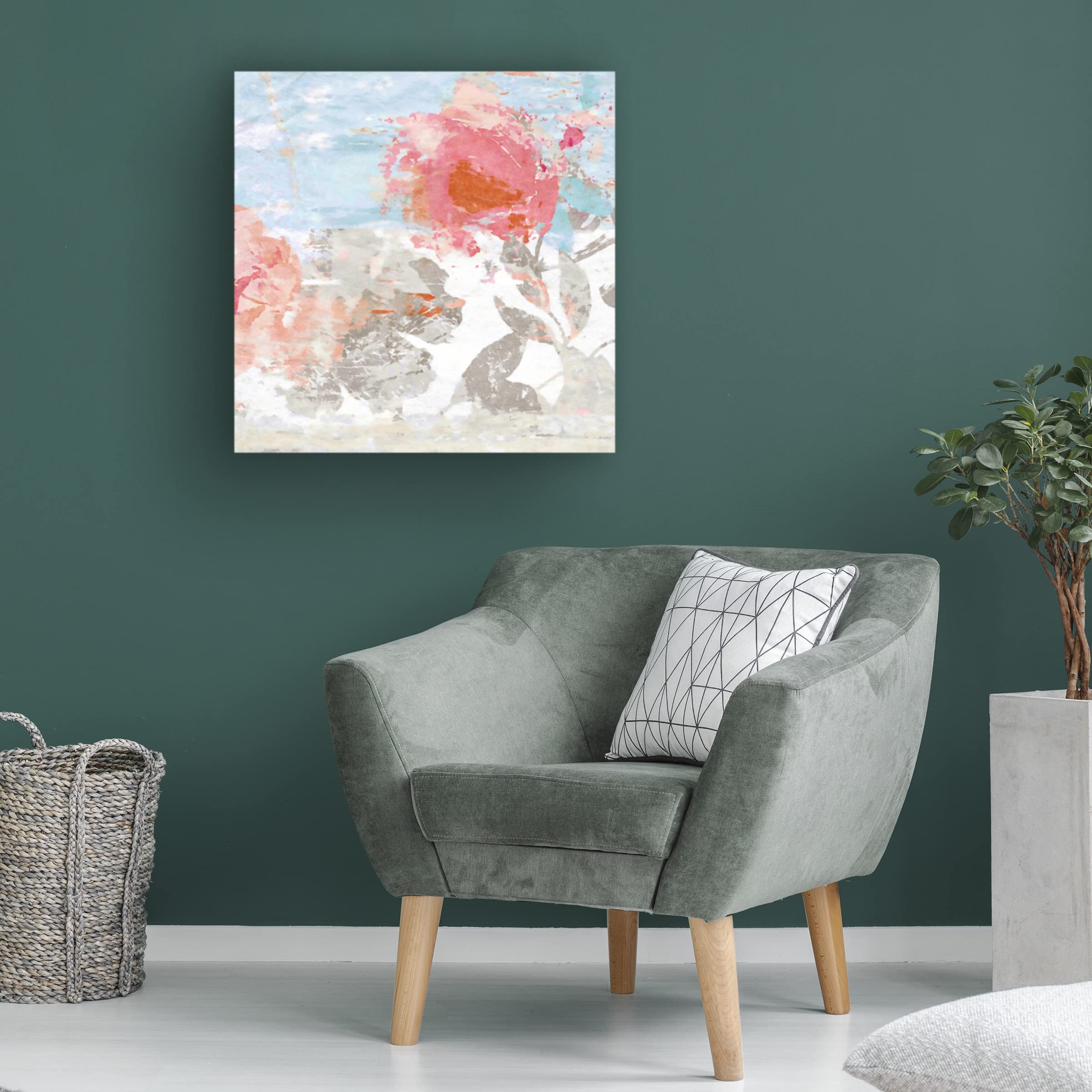 Trademark Fine Art 'Spring Fling No.1' Canvas Wall Art by Suzanne Nicoll - Floral Landscape Painting for Living Room, Bedroom & Office Decor