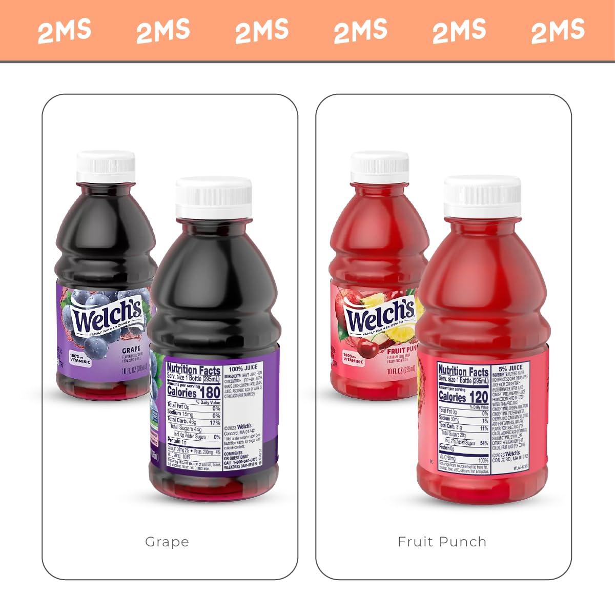 2MS 24-Count Juice Variety Pack - 10 fl oz Box - Perfect for Lunchboxes, Office Snacks & On-the-Go Hydration