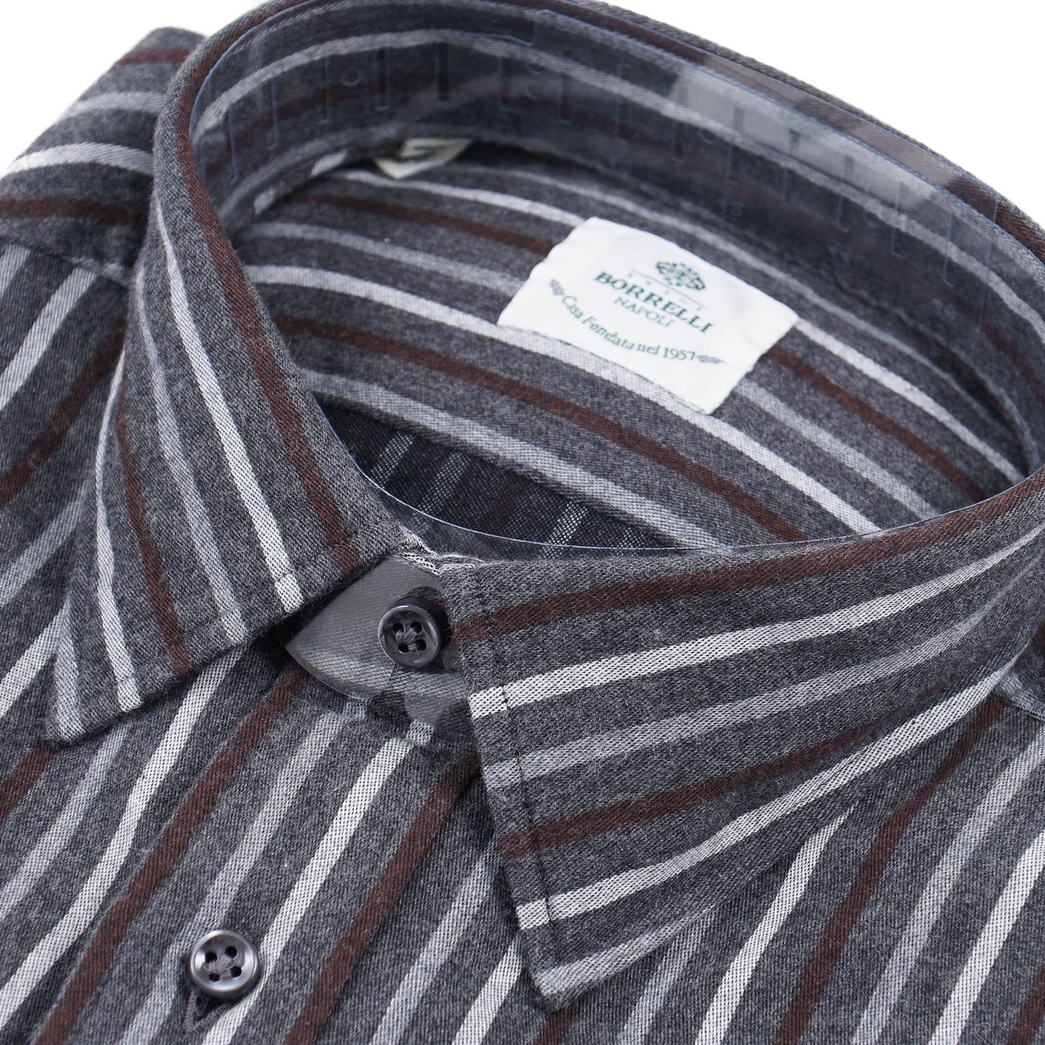 Luigi Borrelli Men's Regular Fit Flannel Cotton Shirt | Soft & Comfortable Casual Button Down for Fall & Winter | Perfect for Outdoor Activities, Work & Everyday Wear