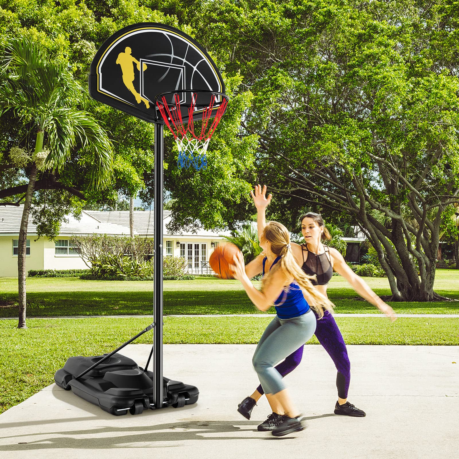 Adjustable Basketball Hoop 4.25-10FT - Portable Indoor/Outdoor Goal with Shatterproof Backboard for Kids & Adults - Perfect for Driveway & Backyard Play