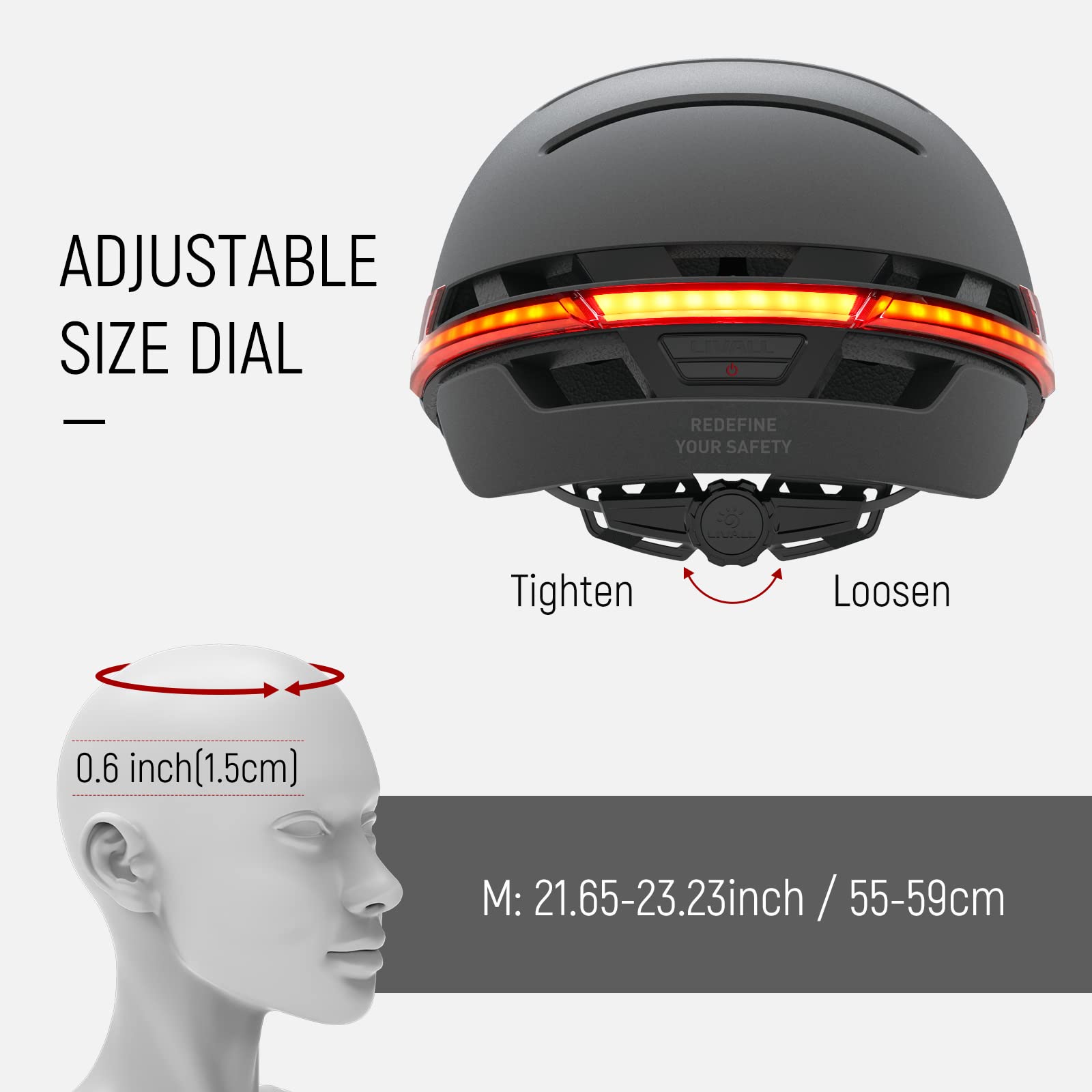 LIVALL Smart Bike Helmet with LED Lights - Bluetooth Cycling Helmet with Turn Signals, Brake Warning & SOS Alert - Certified Safety Helmet for Men & Women - Perfect for Commuting, Road Cycling & Urban Safety