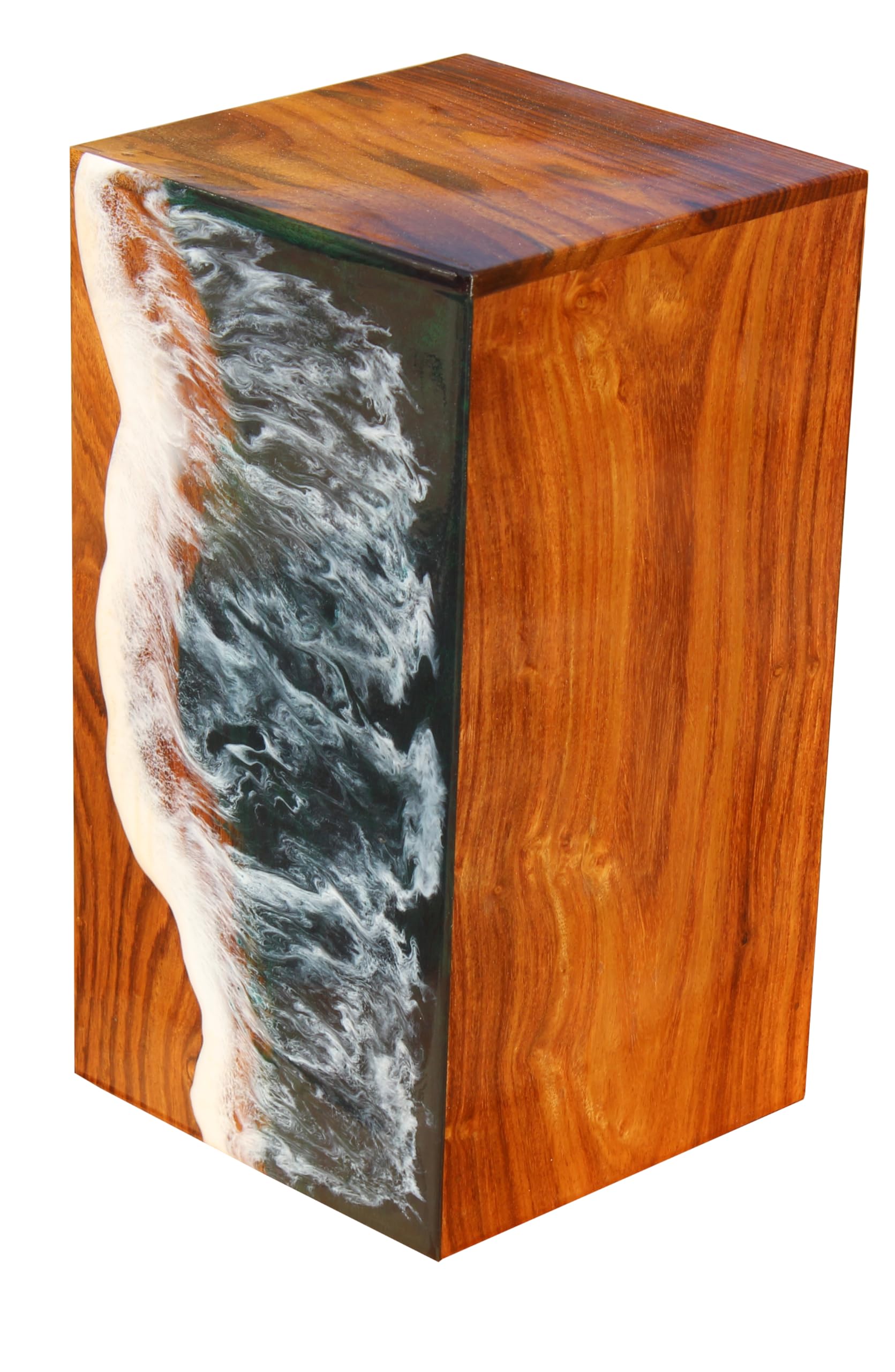 Ocean-Themed Wooden Resin Cremation Urn for Ashes - Handcrafted Coastal Memorial Urn for Adult Male - Perfect for Beach Memorials, Home Display & Celebration of Life Ceremonies