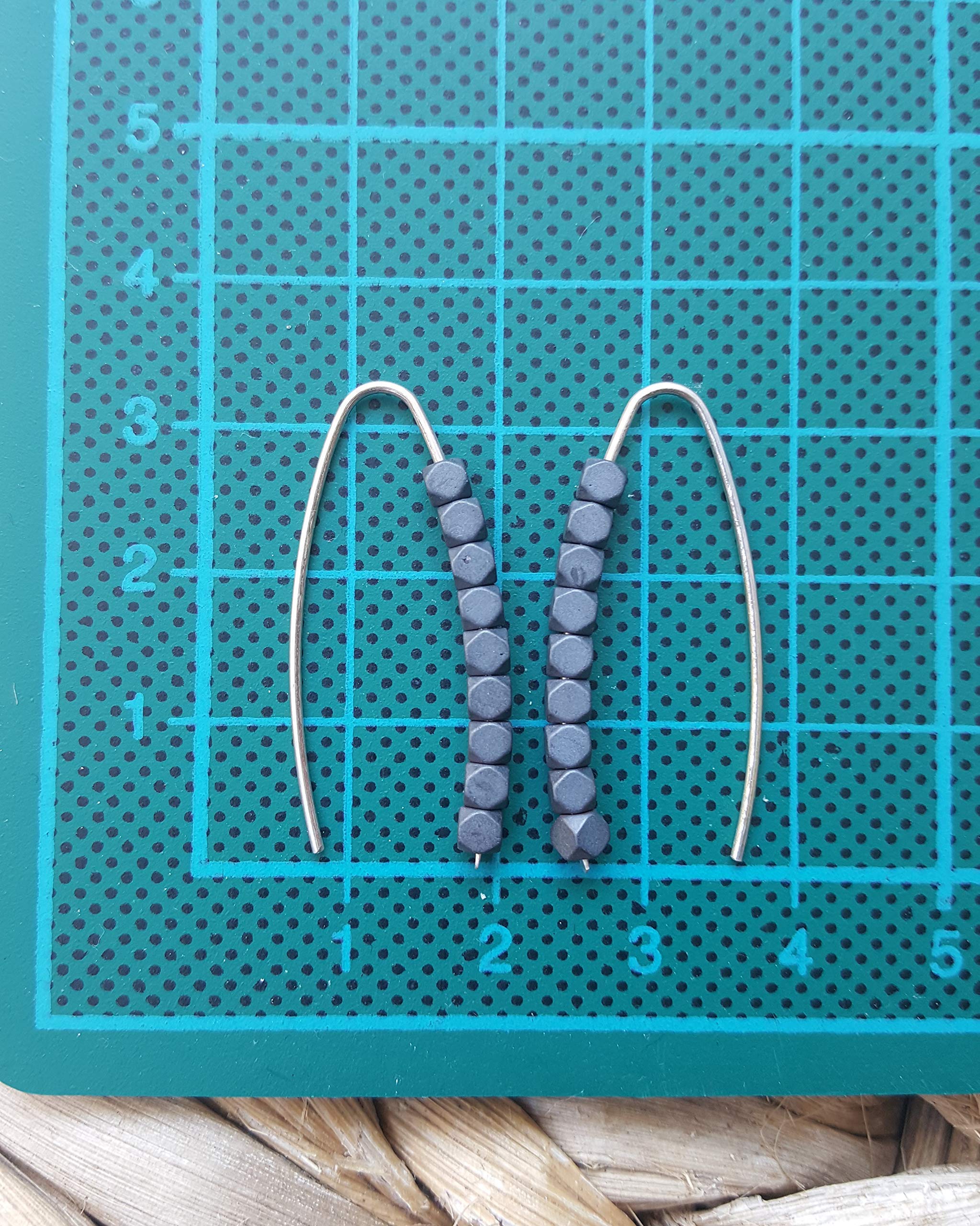 Minimalist Sterling Silver Hematite Earrings - Handmade Bohemian Gemstone Jewelry for Women - Perfect Gift for Her, Birthday, Anniversary & Everyday Wear