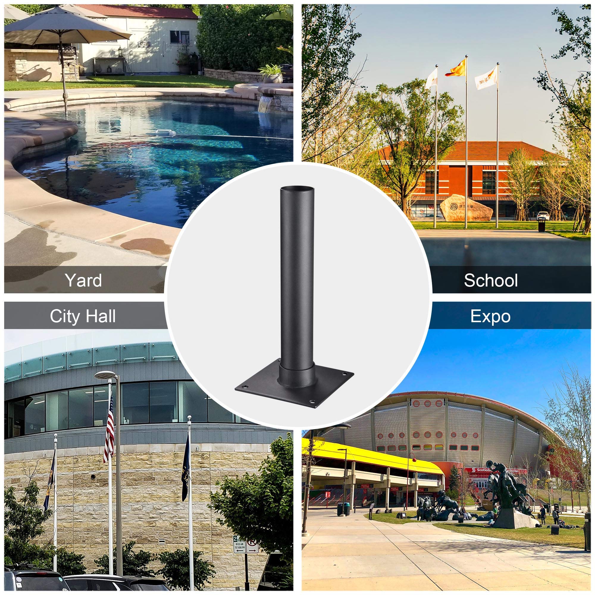 Yescom Heavy Duty Flagpole Base Dock Deck Mount Windsock Holder Umbrella Stand for Outdoor Backyard, Patio, Garden, and Poolside Use - Durable and Weather-Resistant